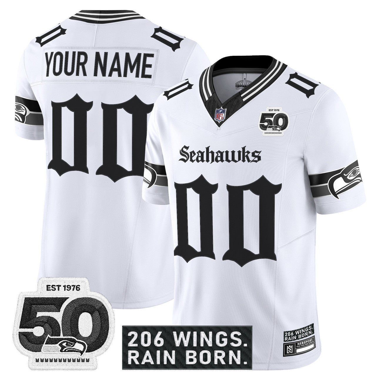 CustomSEA 'Gothic Rain City Shadows Edition' Vapor Jersey - 50th Anniversary Patch - All Stitched