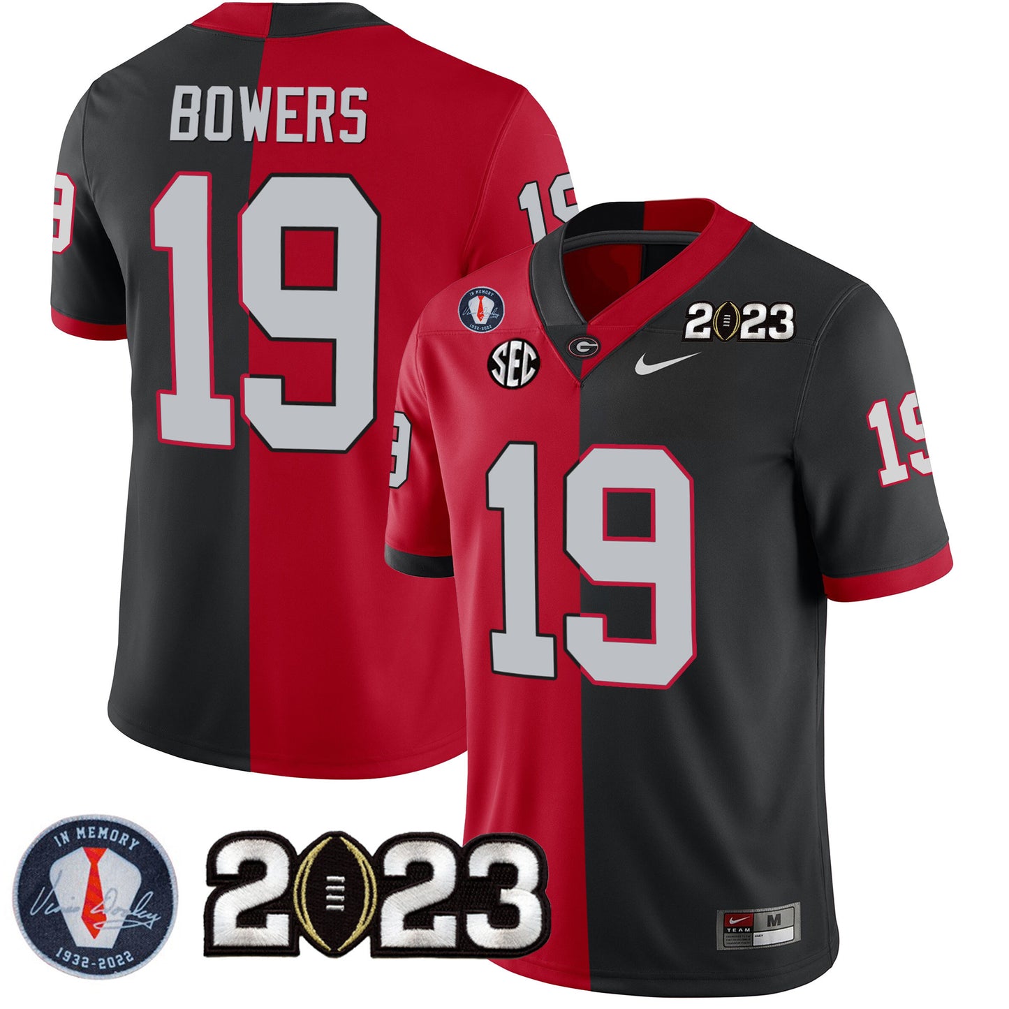 Georgia Bulldogs 2023 Champions Black Red Gold Jersey - All Stitched