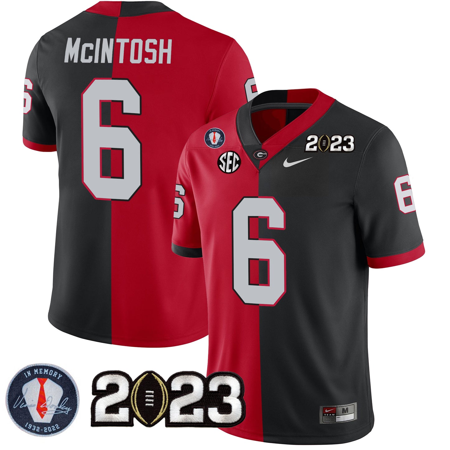 Georgia Bulldogs 2023 Champions Black Red Gold Jersey - All Stitched