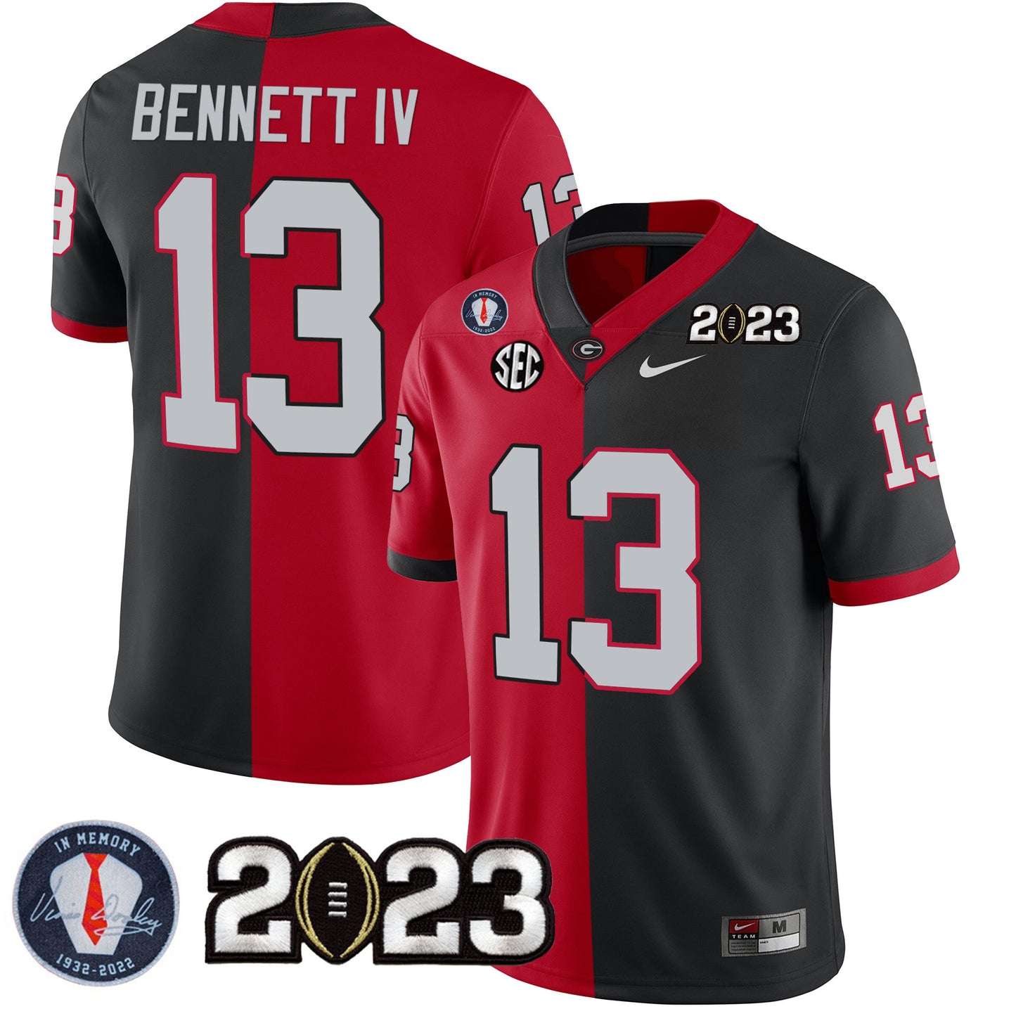 Georgia Bulldogs 2023 Champions Black Red Gold Jersey - All Stitched