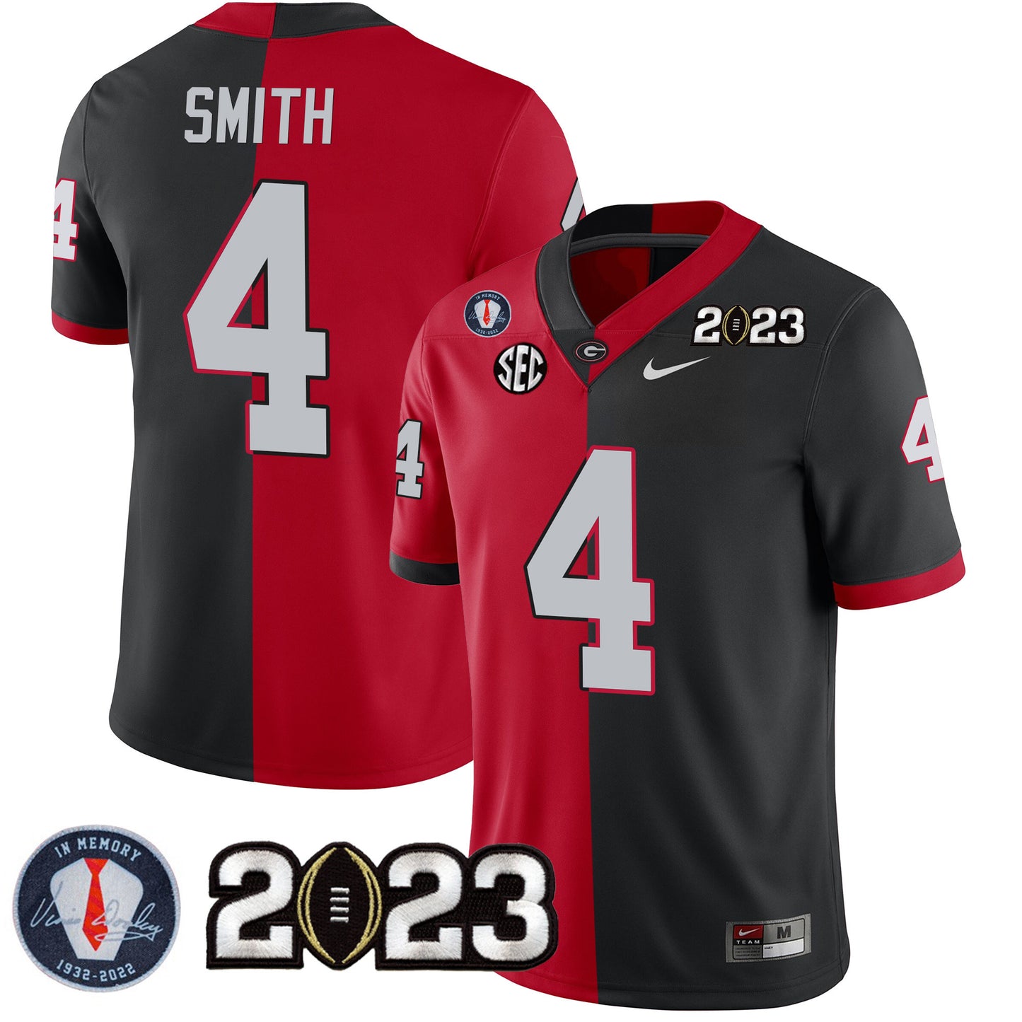 Georgia Bulldogs 2023 Champions Black Red Gold Jersey - All Stitched