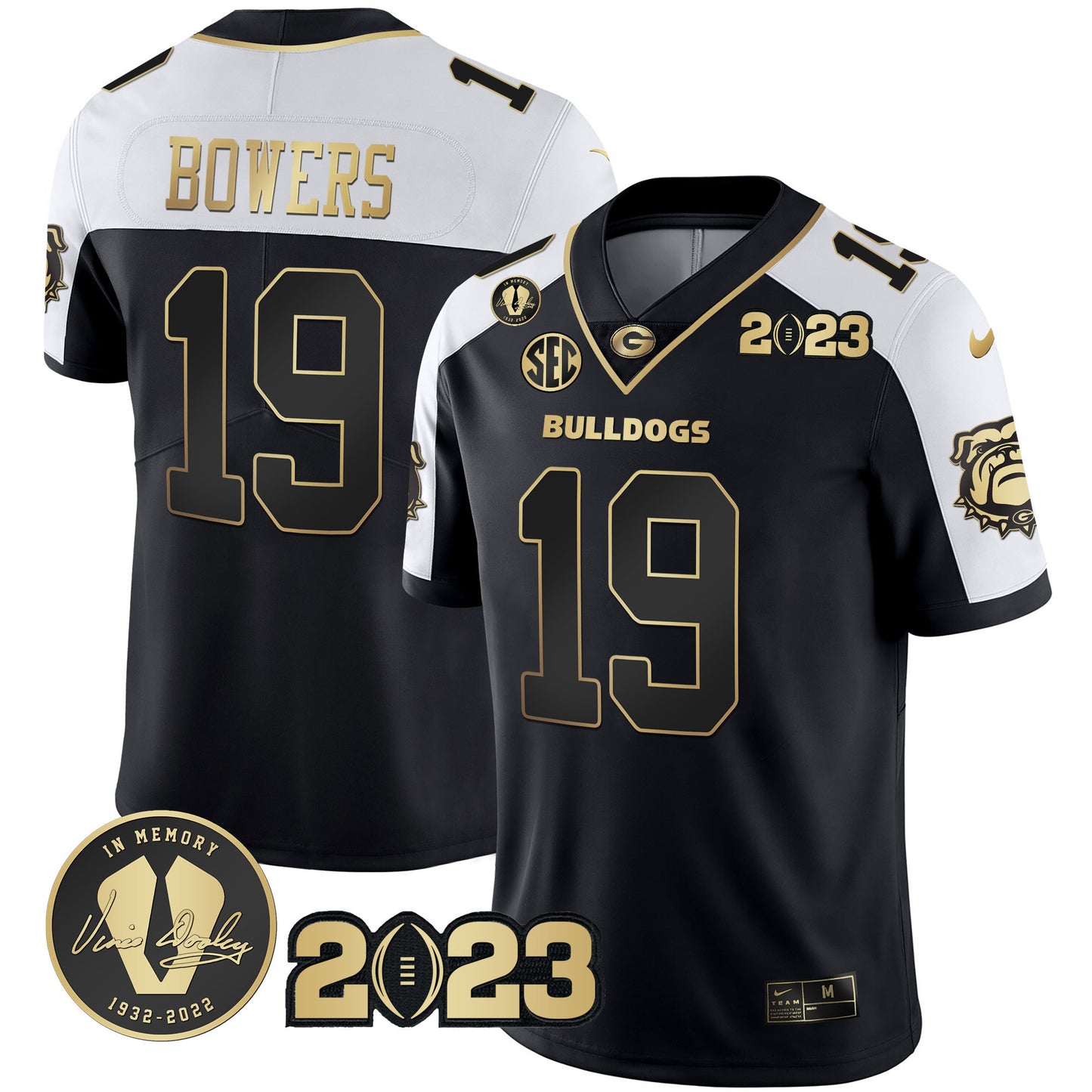 Georgia Bulldogs 2023 Champions Black Red Gold Jersey - All Stitched