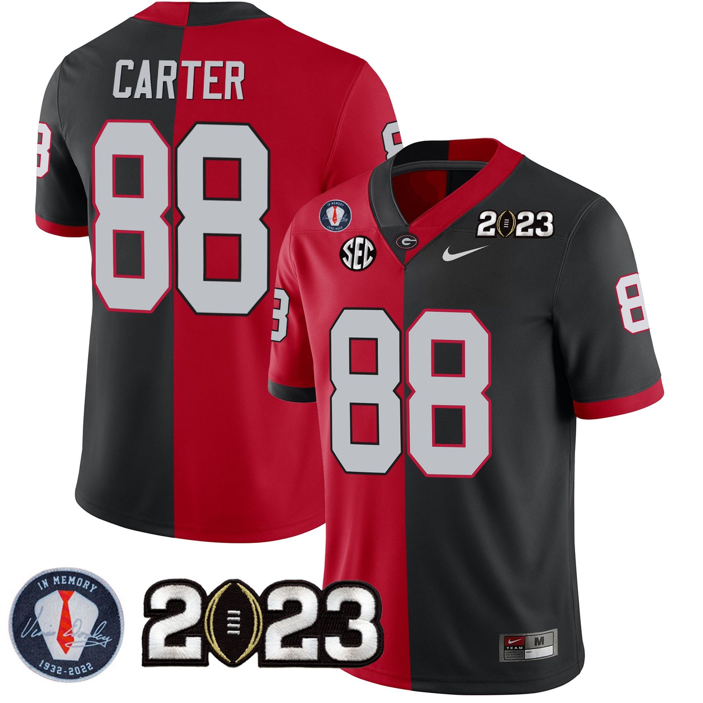 Georgia Bulldogs 2023 Champions Black Red Gold Jersey - All Stitched