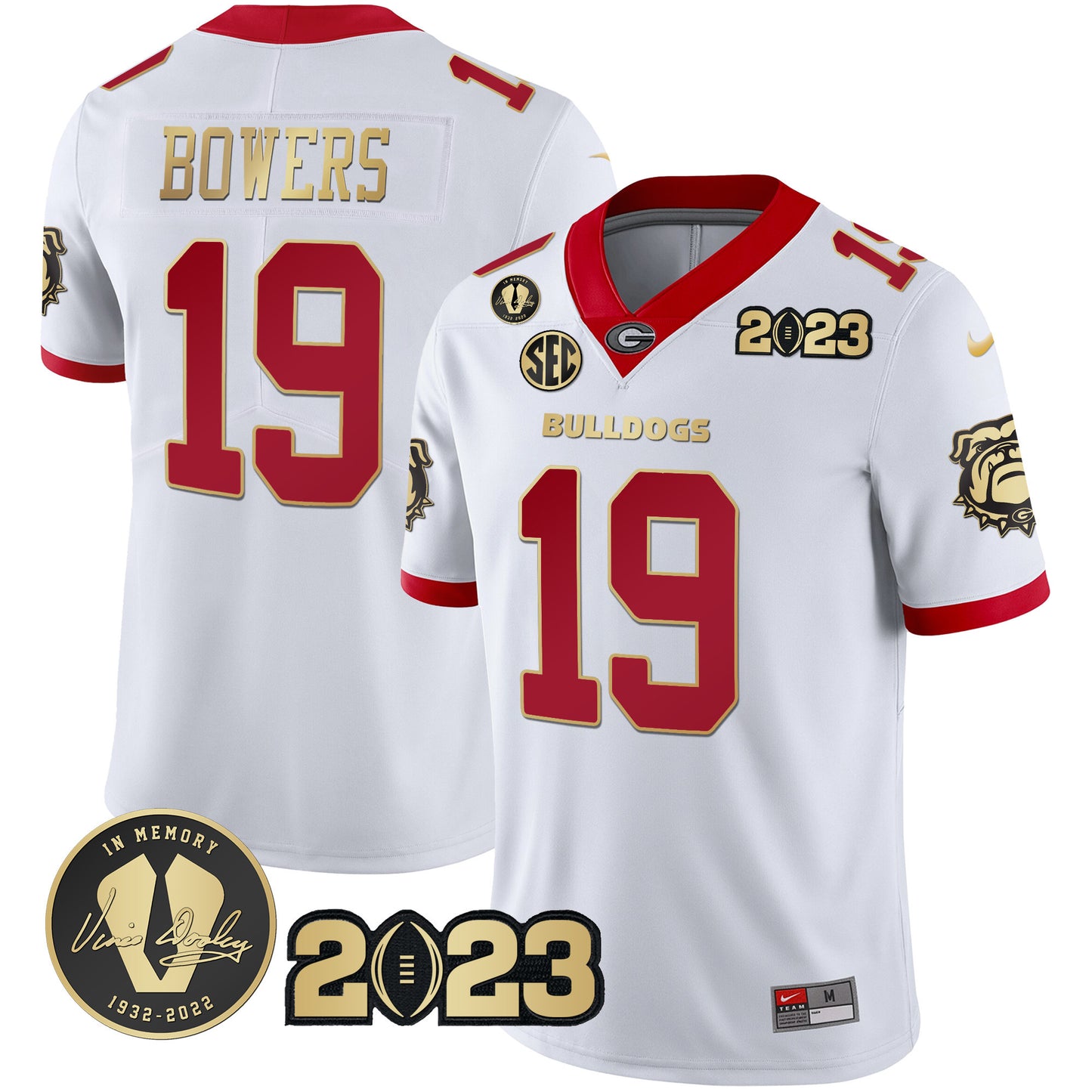 Georgia Bulldogs 2023 Champions Black Red Gold Jersey - All Stitched