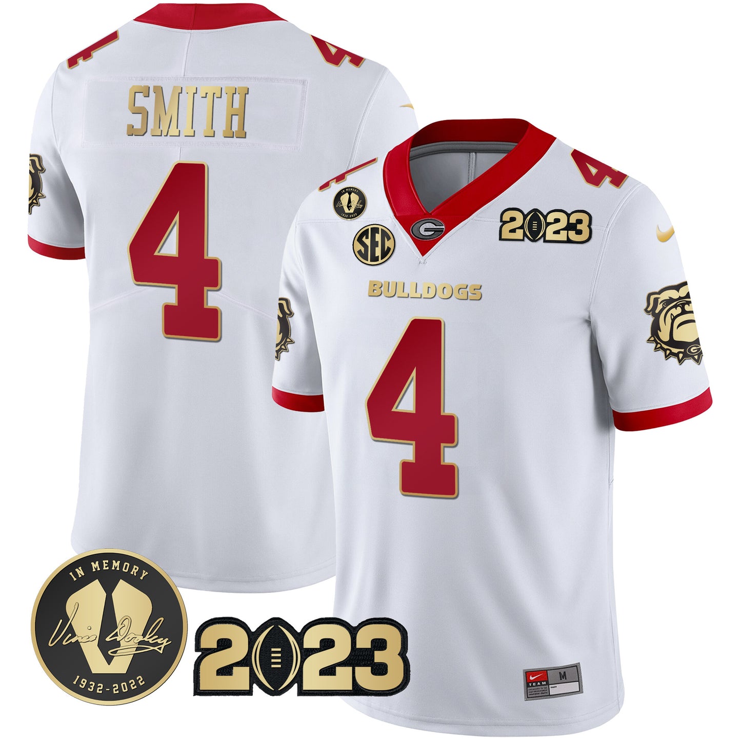 Georgia Bulldogs 2023 Champions Black Red Gold Jersey - All Stitched