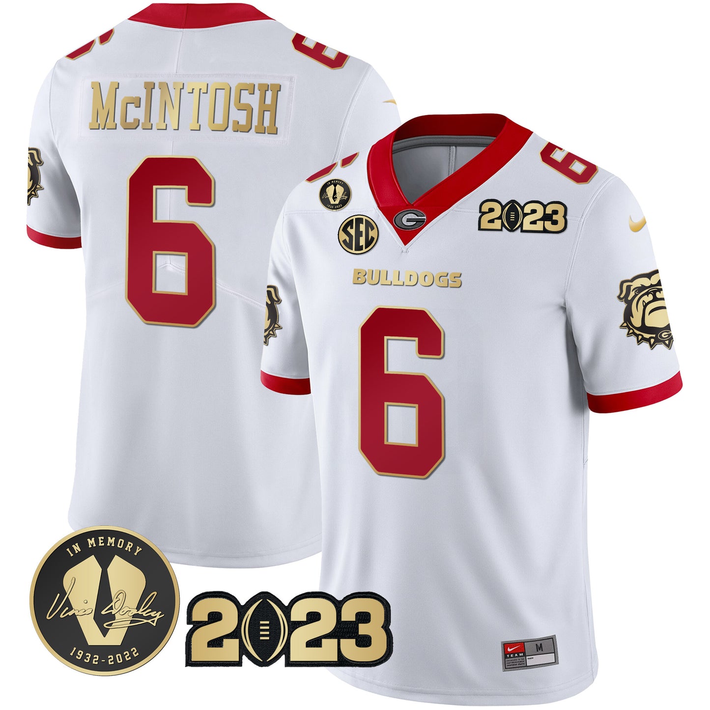 Georgia Bulldogs 2023 Champions Black Red Gold Jersey - All Stitched