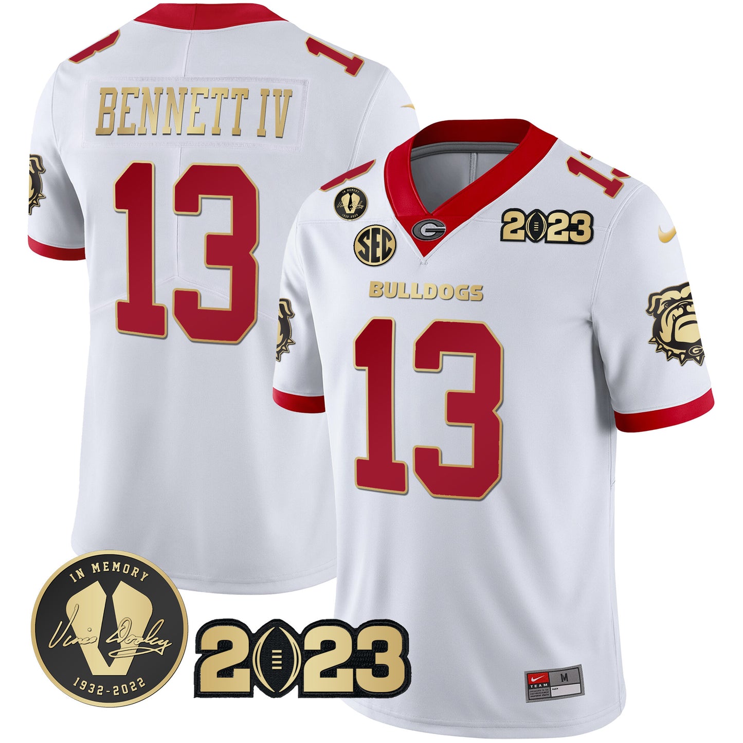 Georgia Bulldogs 2023 Champions Black Red Gold Jersey - All Stitched