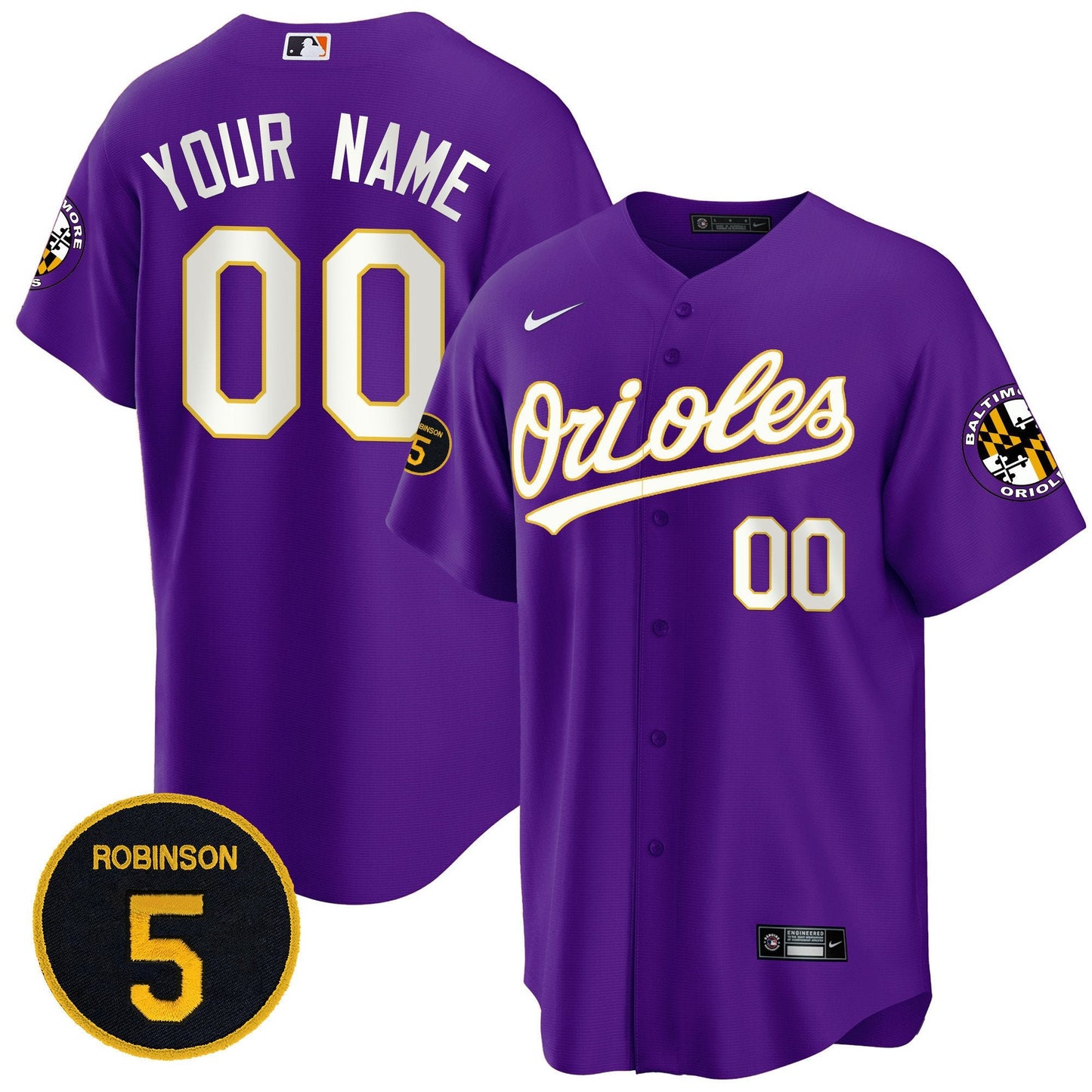 Baltimore Orioles Robinson Patch Cool Base Custom Jersey – All Stitched