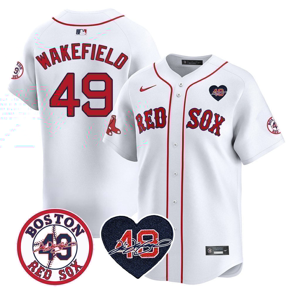 Red Sox Tim Wakefield Memorial Patch Vaper Premier Limited Jersey - All Stitched- All Stitched