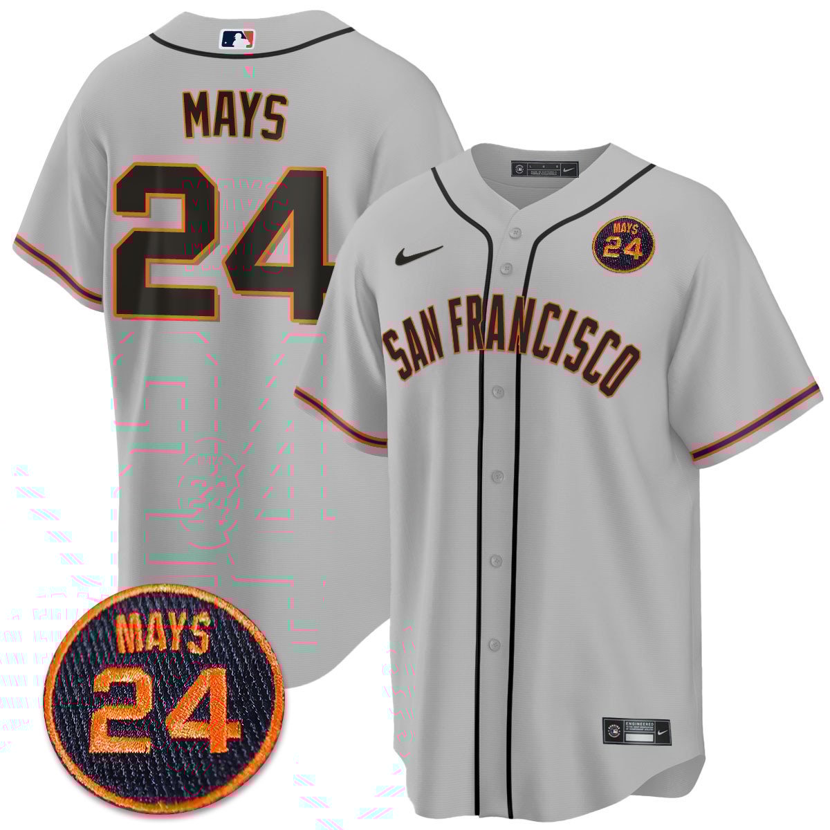 Men's San Francisco Giants 2024 Vapor Premier Limited Jersey N1 - #24 Willie Mays Patch