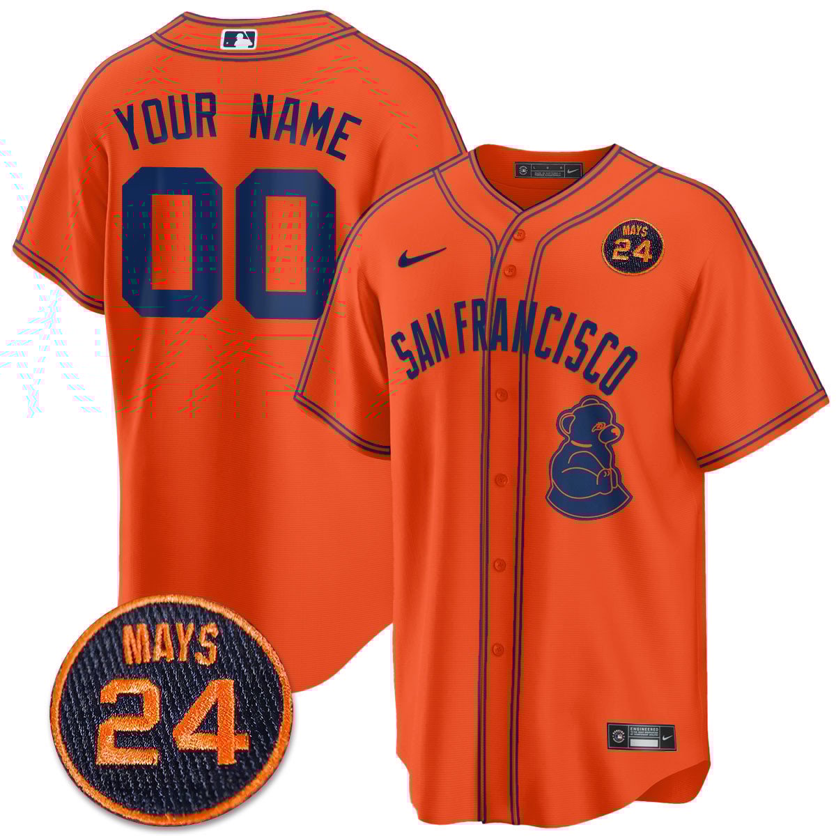 Men's San Francisco Giants 2024 Vapor Premier Limited Jersey N1 - #24 Willie Mays Patch