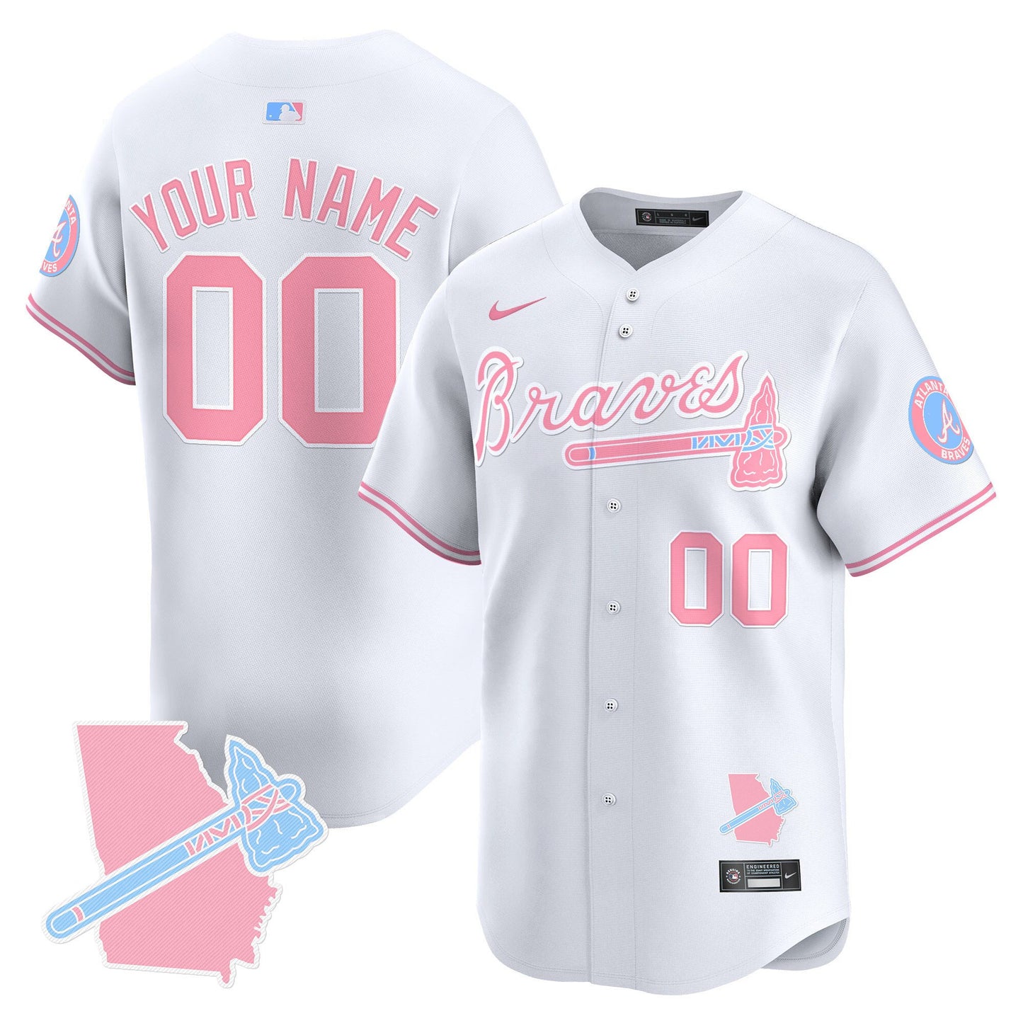 Atlanta Braves Bubblegum Pink Vapor Premier Limited Custom Jersey - All Stitched