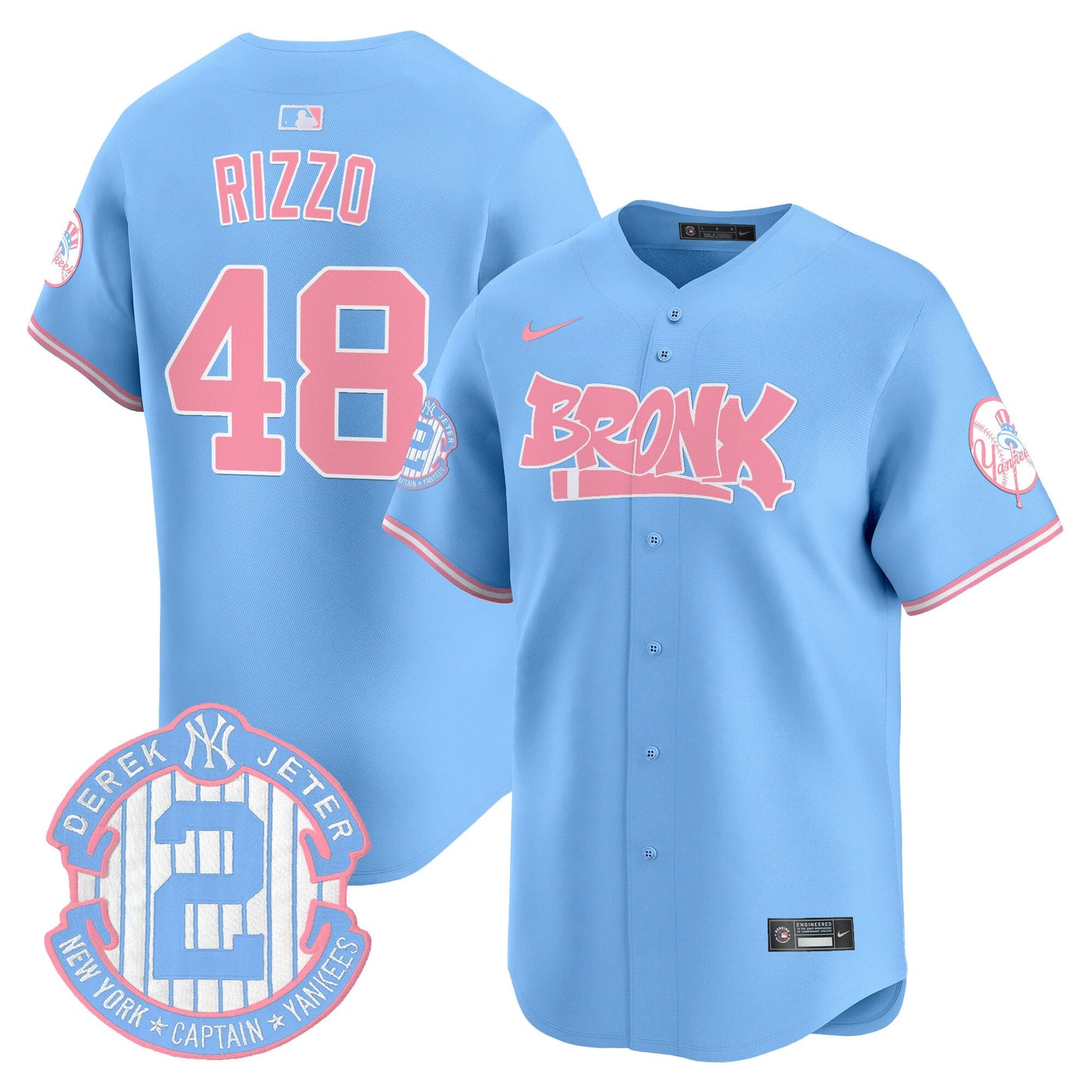 Unisex Yankees The Bronx Graffiti Bubblegum Pink Vapor Premier Limited Jersey - All Stitched