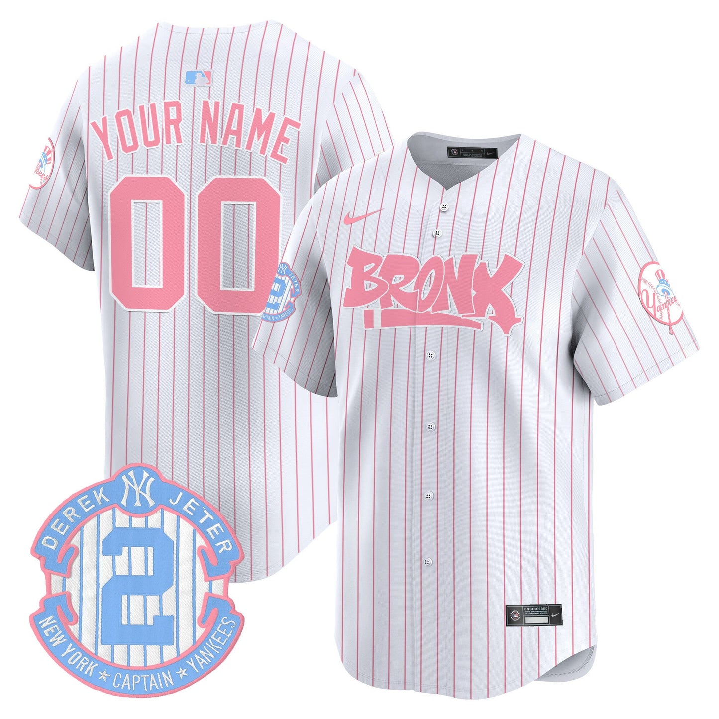 Yankees The Bronx Graffiti Bubblegum Pink Vapor Premier Limited Custom Jersey - All Stitched