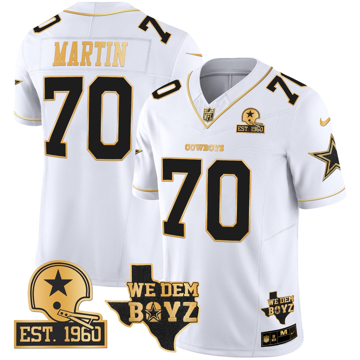 Men's Cowboys Est. 1960 & We Dem Boyz Patch Gold Vapor Limited Jersey V2 - All Stitched