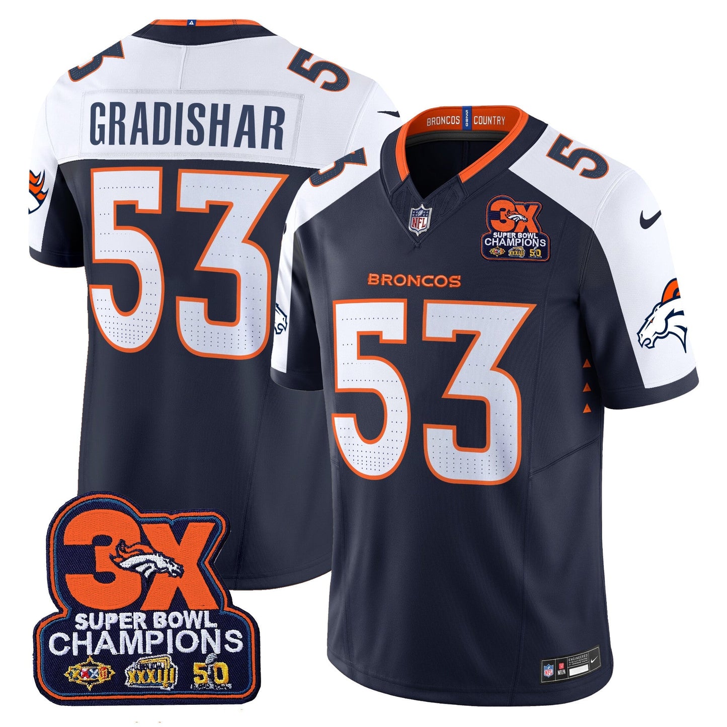 DEN 3-Time Champions Patch Vapor Limited Jersey - All Stitched