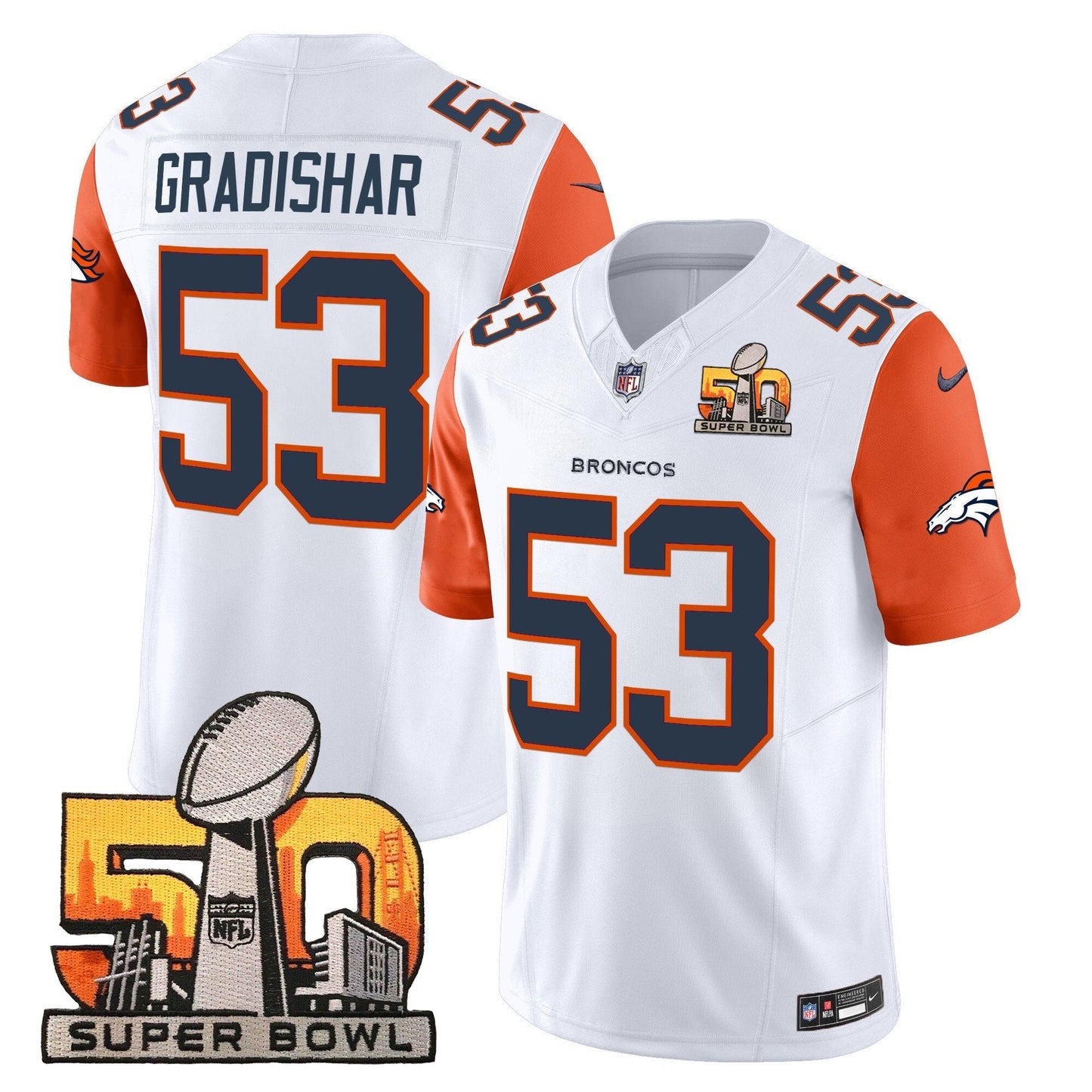 DEN Super Bowl 50 Patch Vapor Limited Jersey - All Stitched
