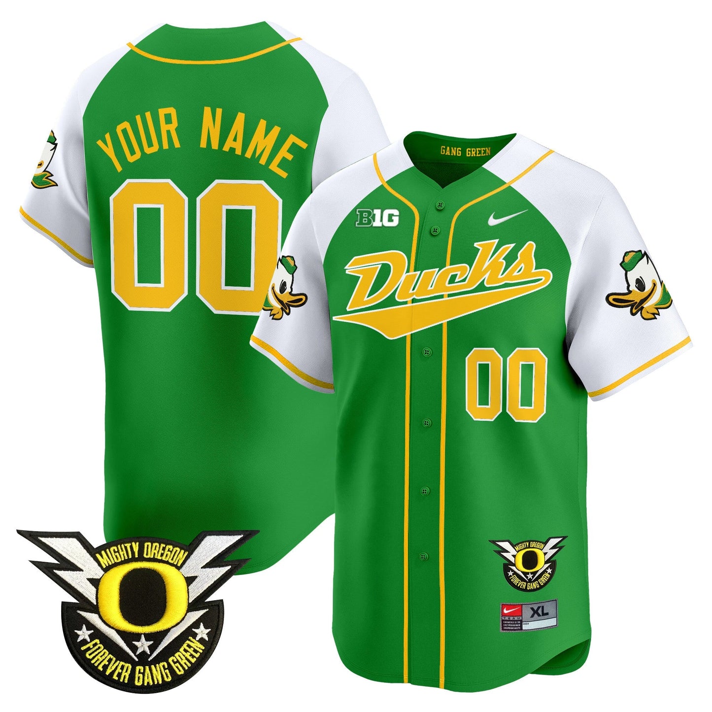 ORE 2024 Forever Gang Green & BIG Patch Vapor Baseball Custom Jersey - All Stitched