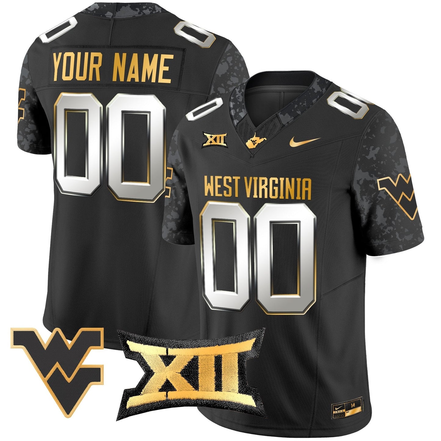 WVU 2024 Gold Vapor Limited Custom Jersey - All Stitched