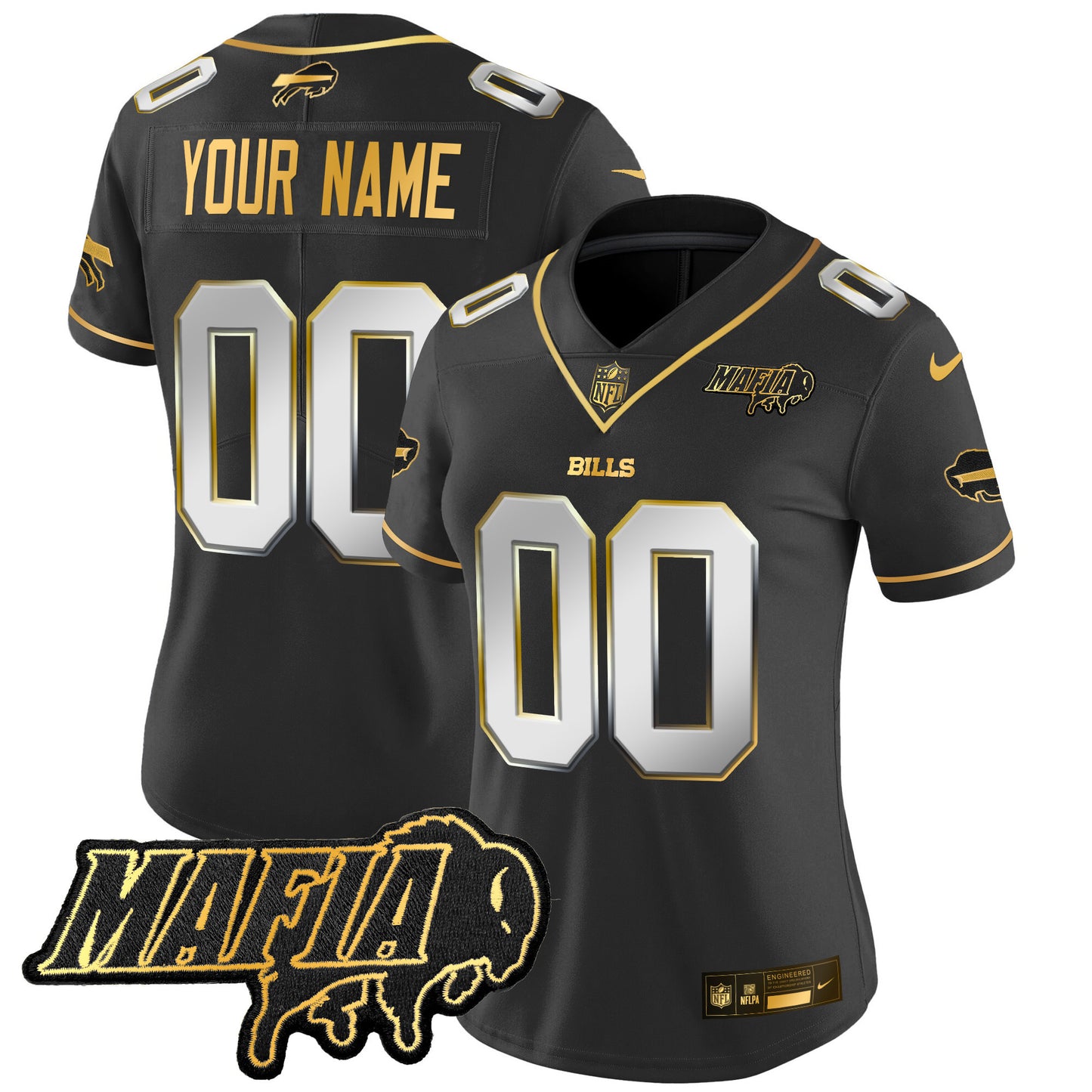 Buffalo Bills 2025 Bills Mafia Patch Gold Vapor Limited Custom Jersey - All Stitched