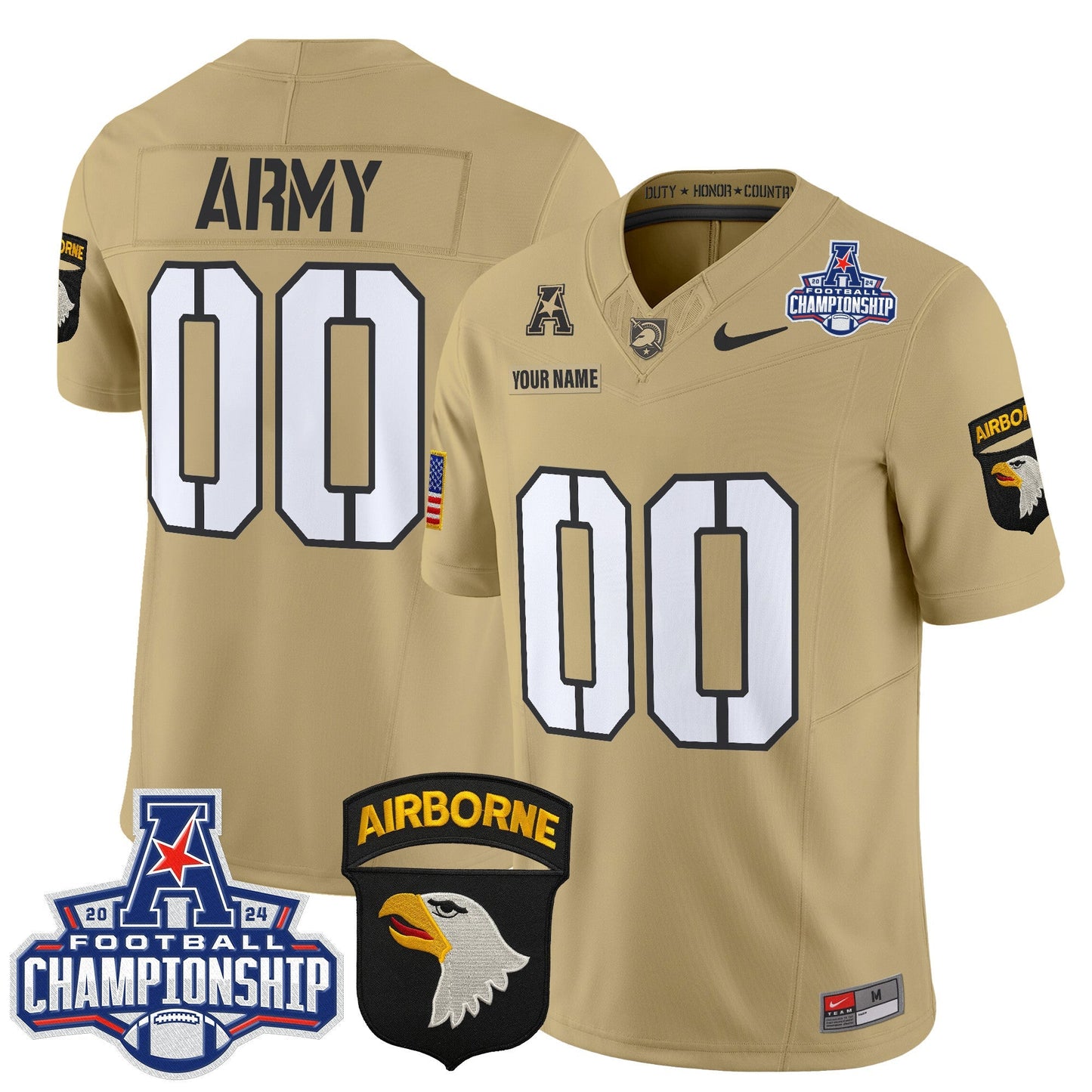 Army Black Knights 2024 AAC Championship Patch Vapor Limited Custom Jersey V2 - All Stitched