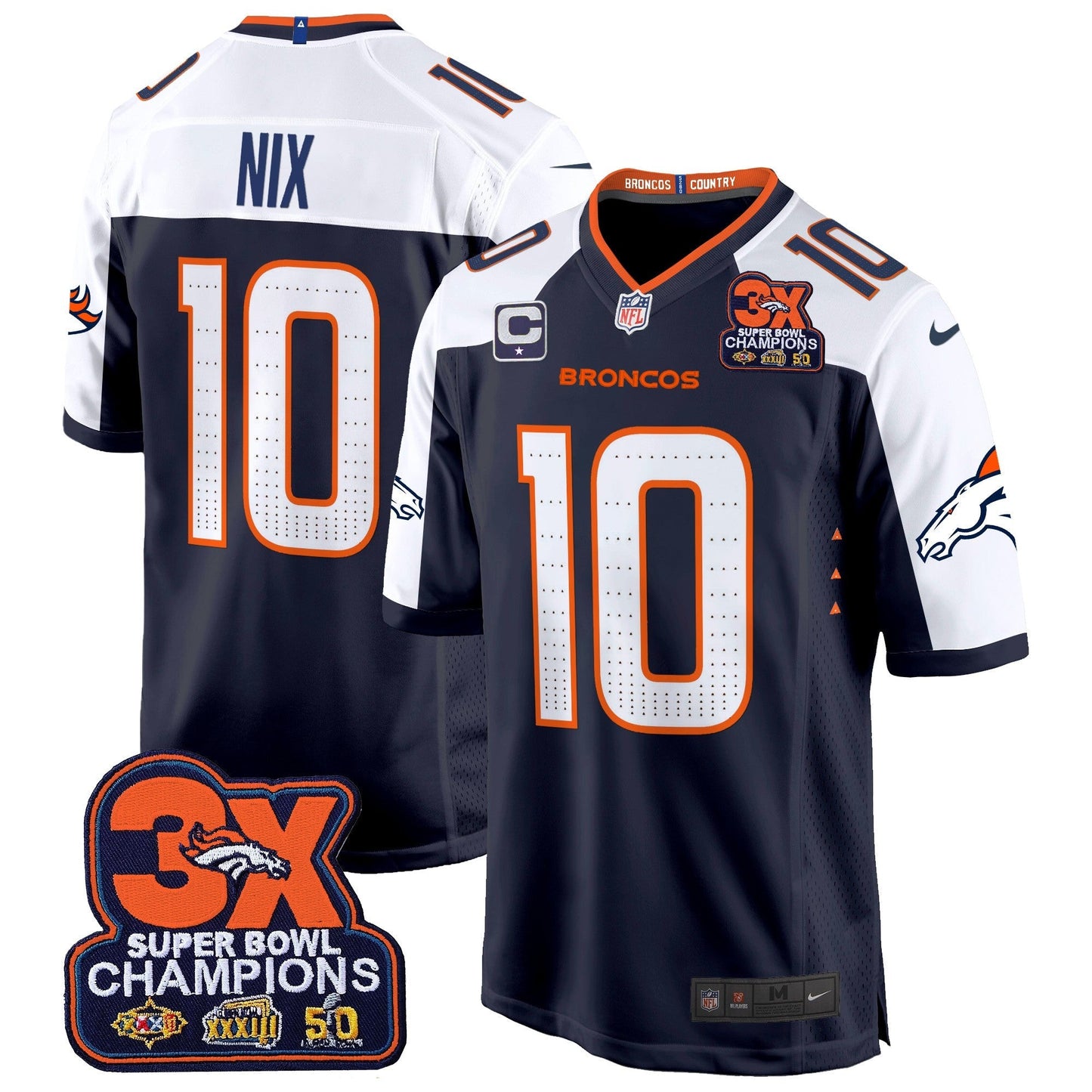 DEN 3-Time Champions Patch Game Jersey - Al Stitched