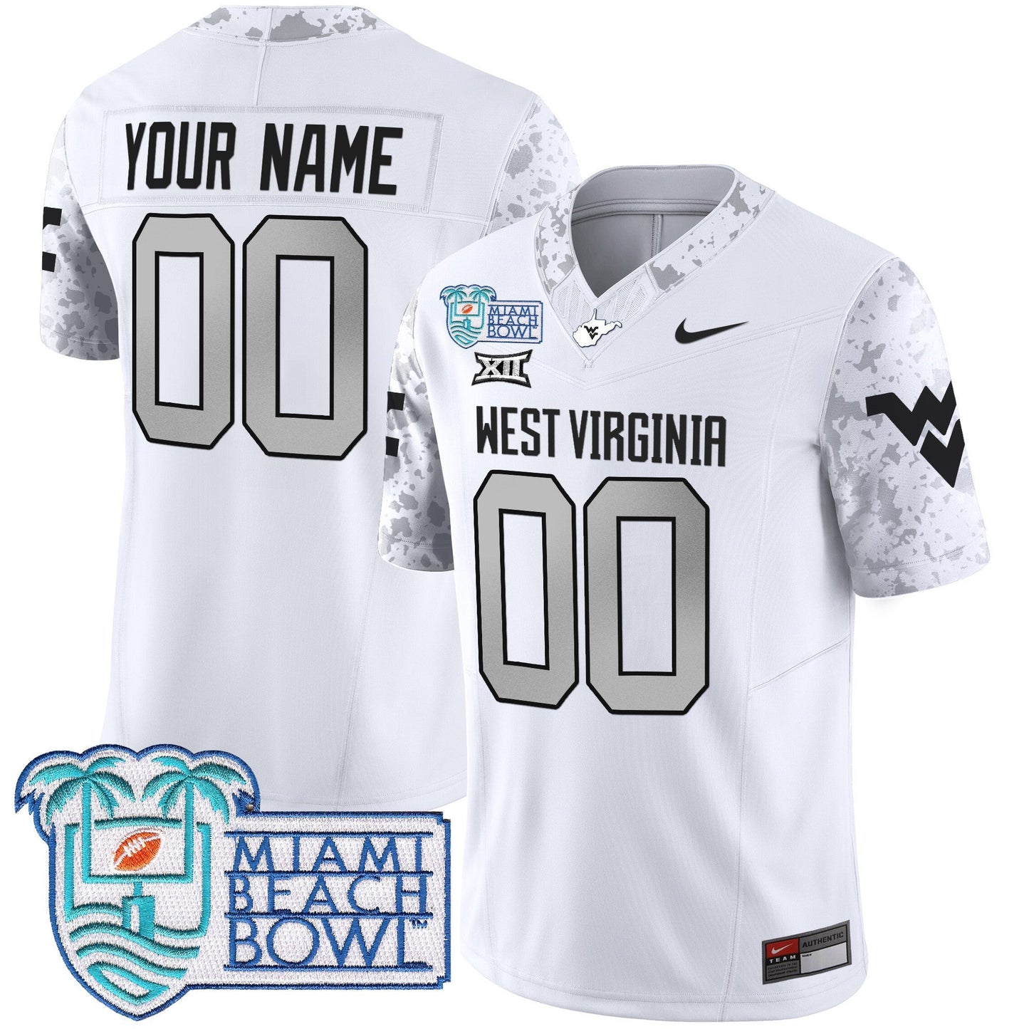 WVU 2025 Miami Beach Bowl Patch Vapor Limited Custom Jersey - All Stitched