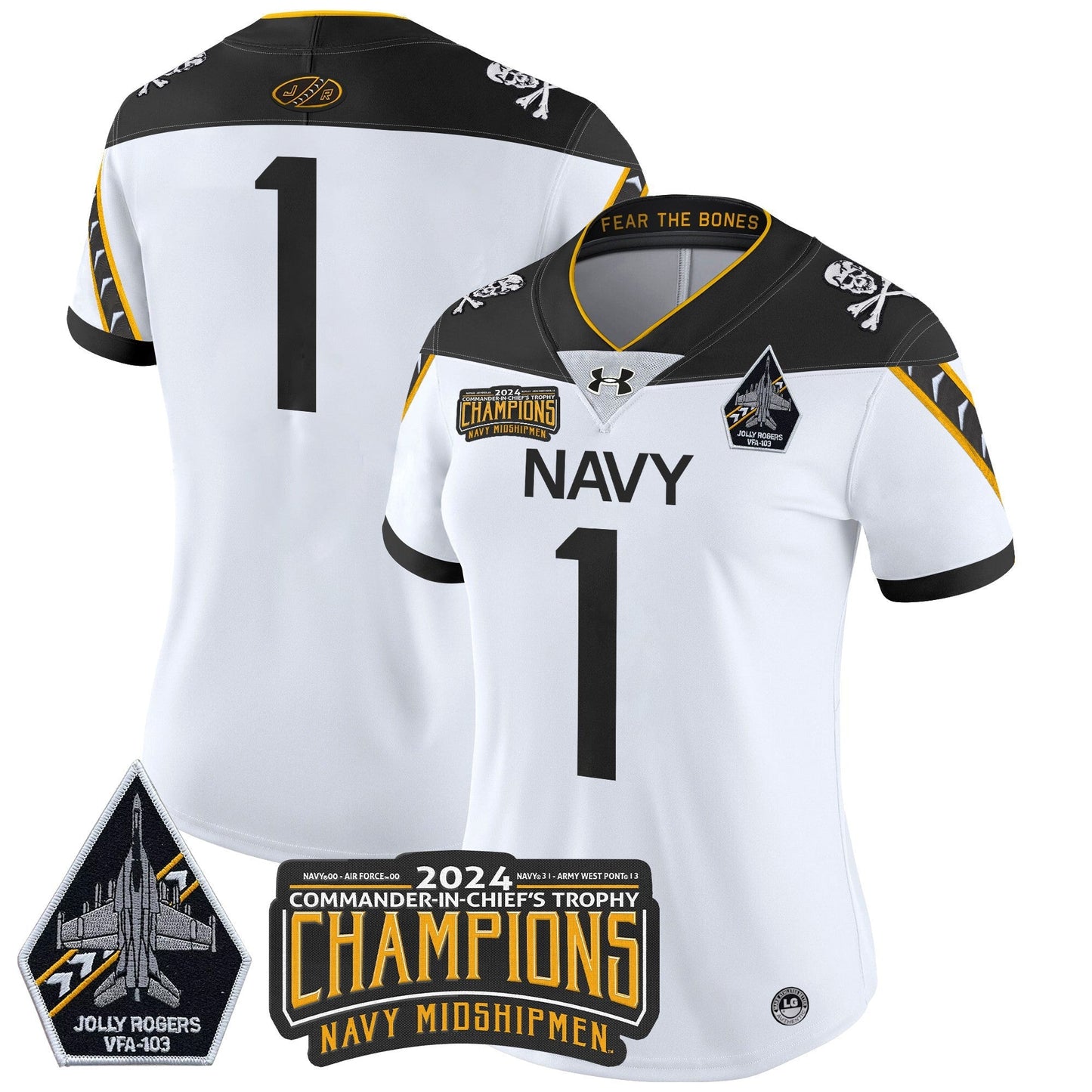 Women's Navy Midshipmen 2024 Commander-In-Chief's Trophy Champions Patch Vapor Limited Jersey - All Stitched