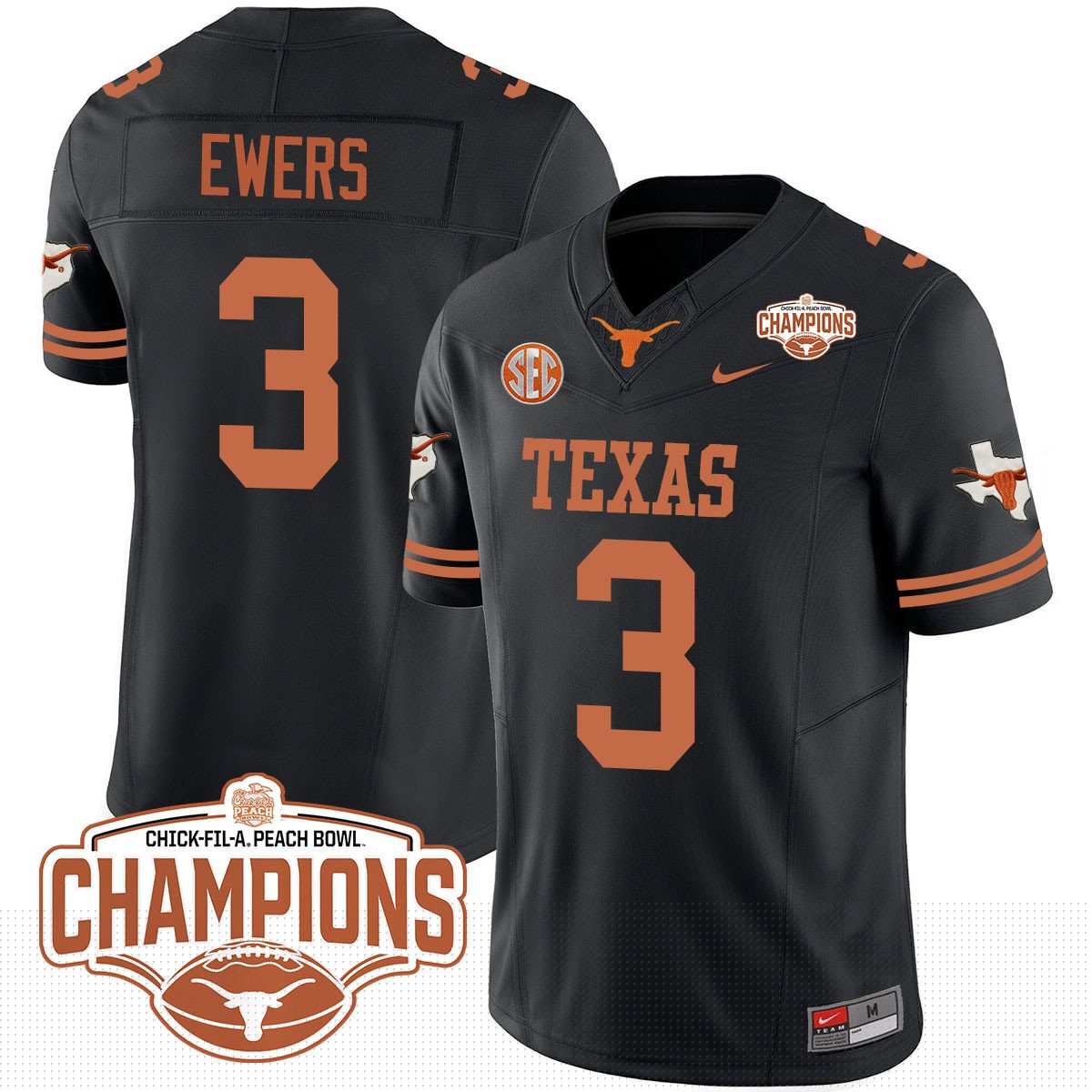 TEX 2024 Peach Bowl Champions Jersey - All Stitched