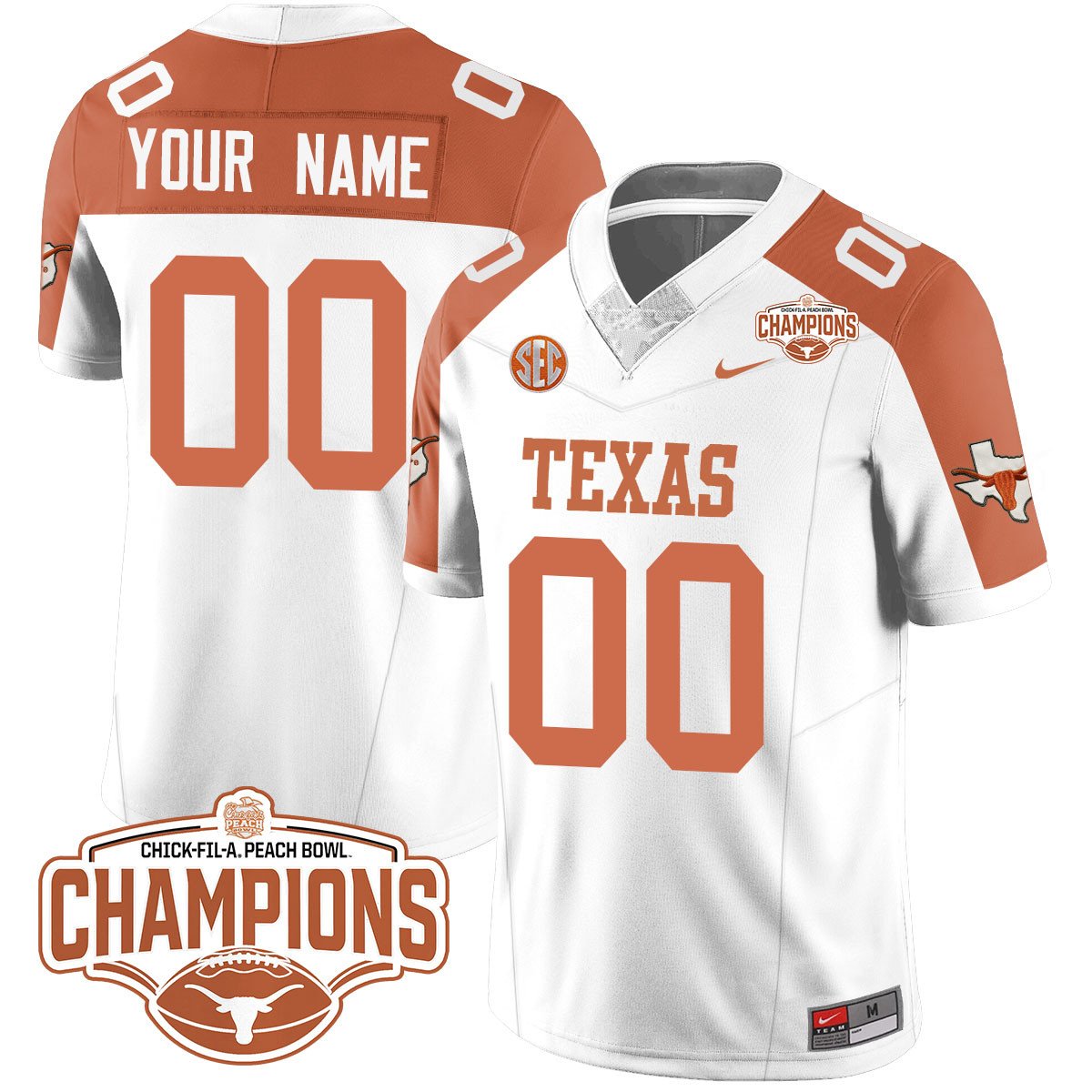 Custom TEX 2024 Peach Bowl Champions Jersey - All Stitched