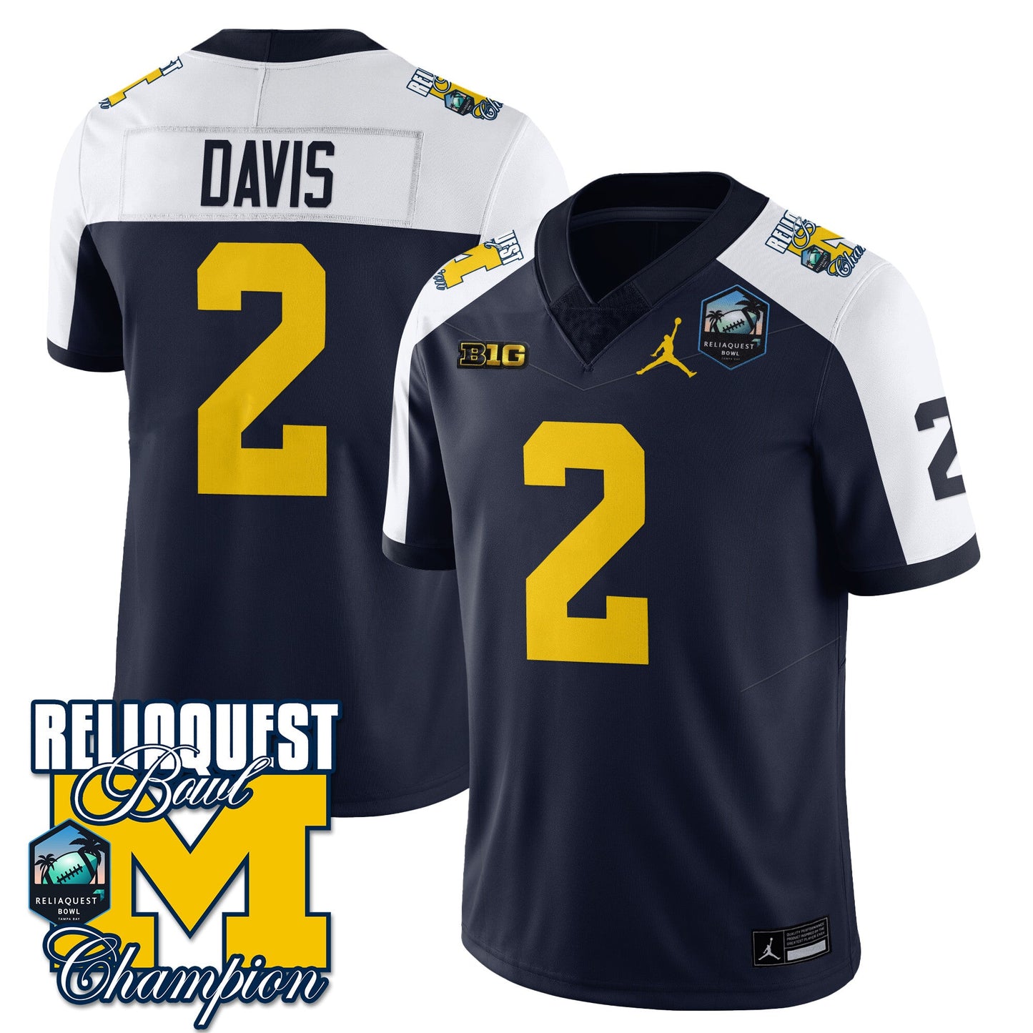 Michigan Wolverines 2024 ReliaQuest Bowl Champions Jersey - All Stitched