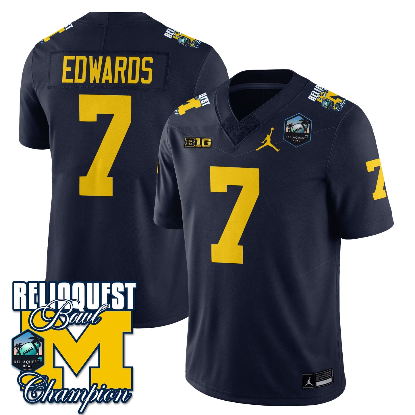 Michigan Wolverines 2024 ReliaQuest Bowl Champions Jersey - All Stitched