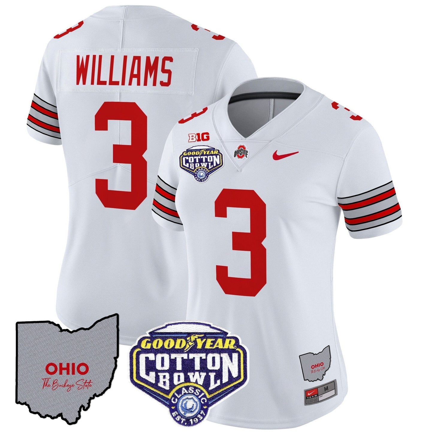 Women's OSU 'Heritage Stripe' Cotton Bowl Patch Vapor Limited Jersey - All Stitched