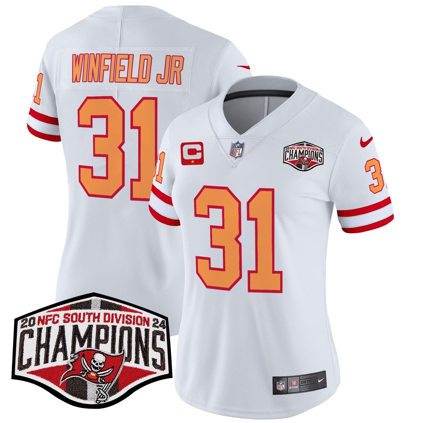 Women's TB Creamsicle 2024 NFC South Division Champions Patch Vapor Limited Jersey - All Stitched