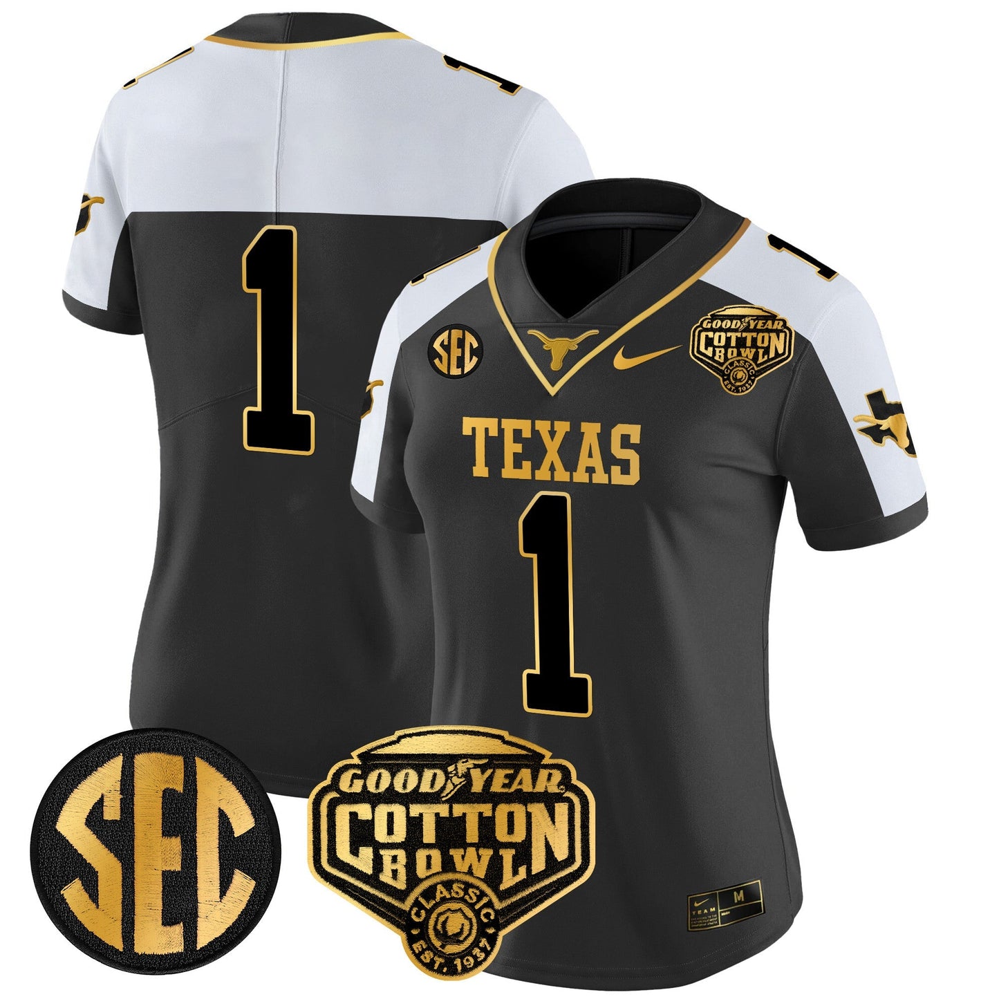 Women's TEX Cotton Bowl Patch Gold Vapor Limited Jersey - All Stitched