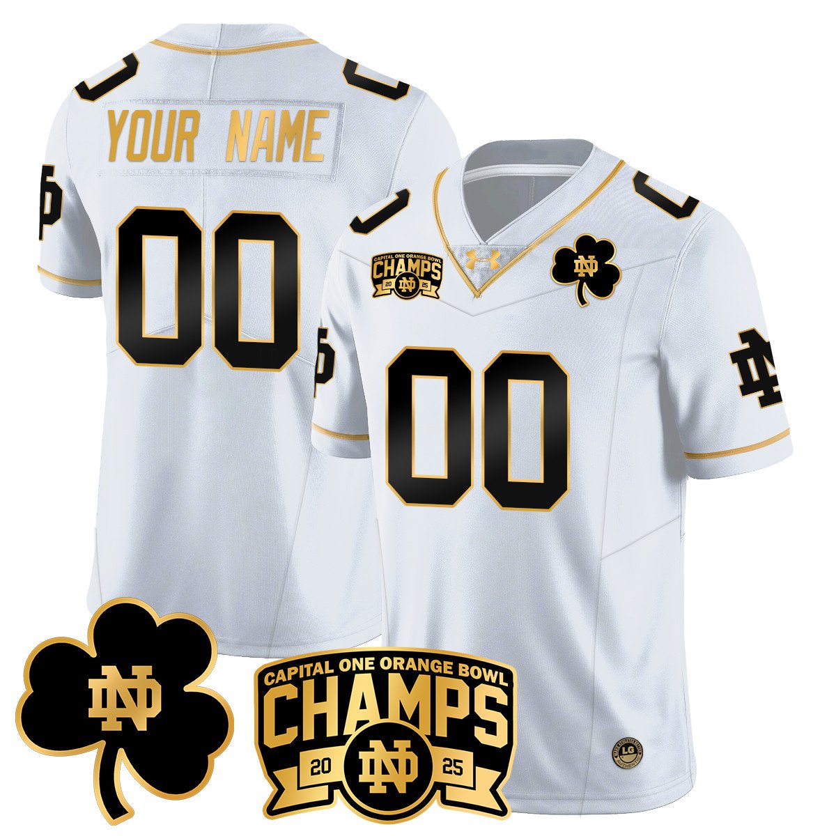 Custom ND 2025 Orange Bowl Champions Jersey N6 - All Stitched