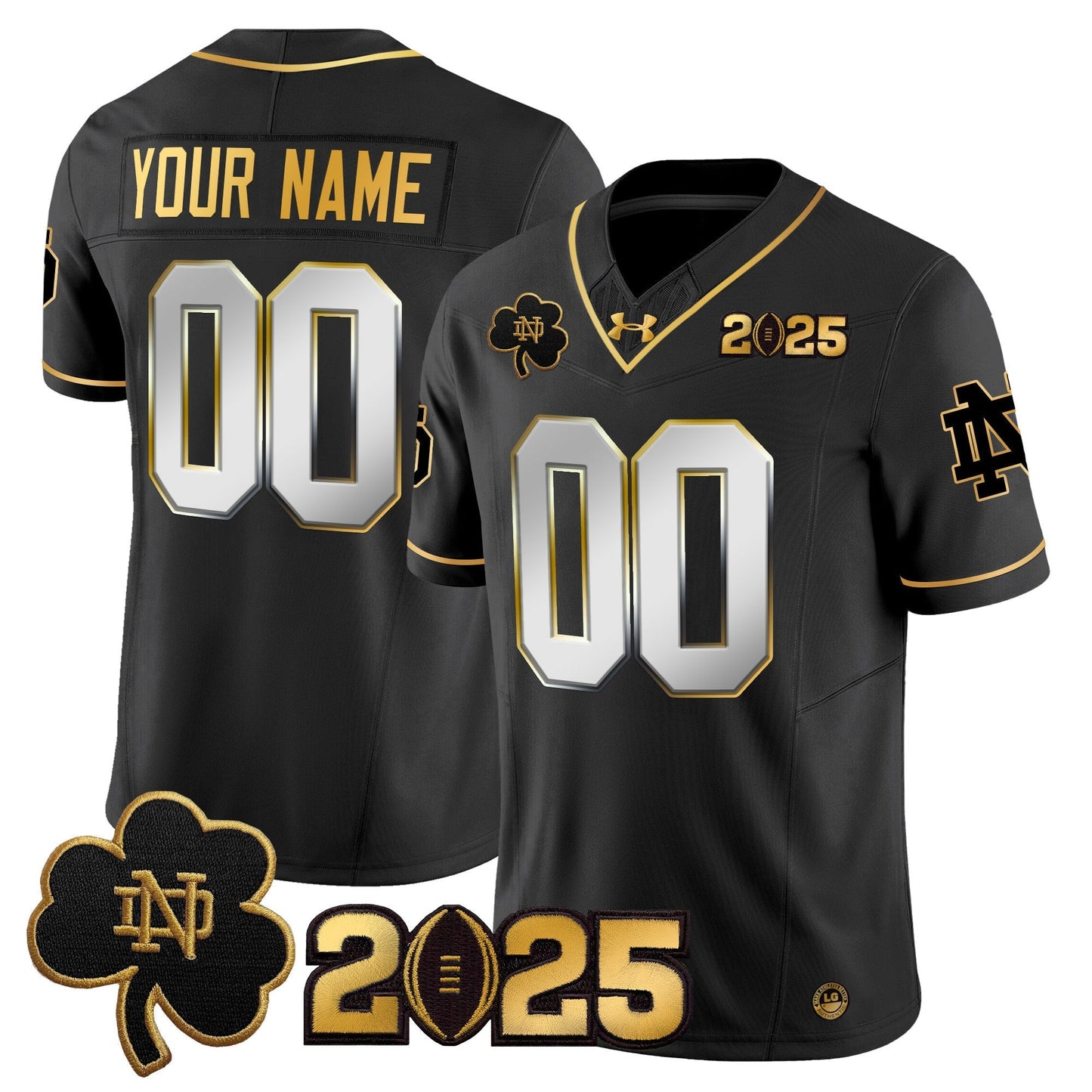ND 2025 CFP Final Patch Gold Vapor Limited Custom Jersey - All Stitched