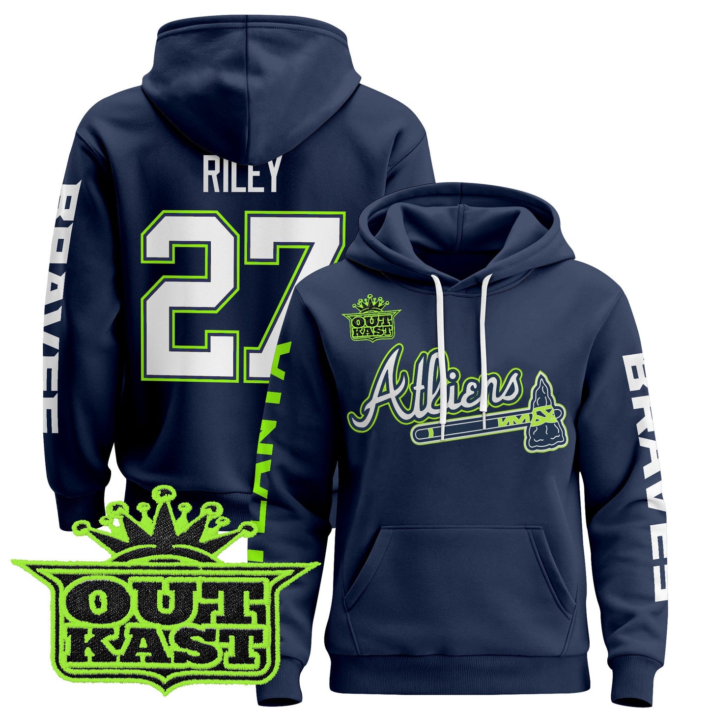 Men's Atlanta Braves 2025 Atliens Pullover Hoodie - All Stitched