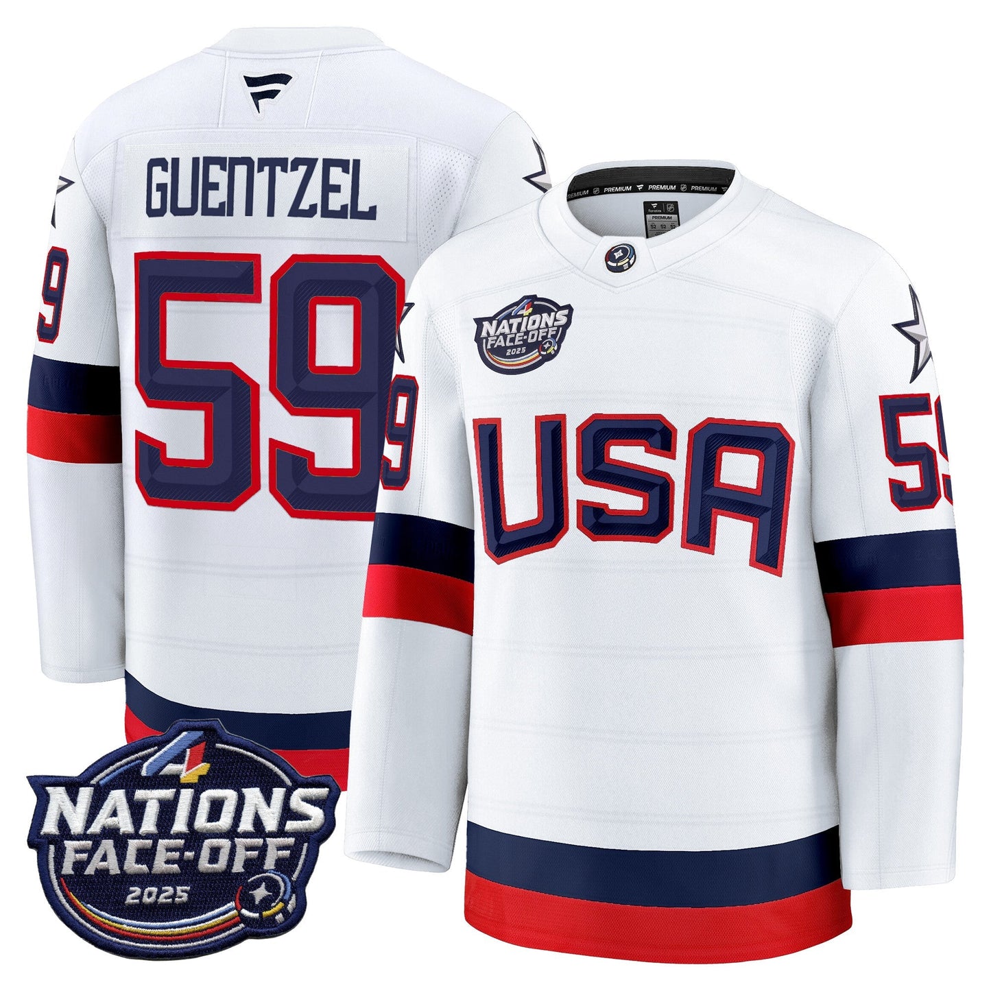 Men's USA 4 Nations Face-Off 2025 Premium Player Jersey - All Stitched