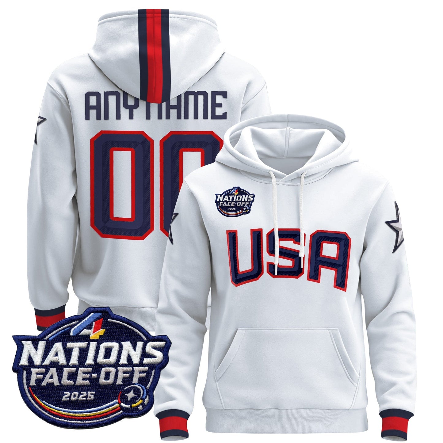 USA 4 Nations Face-Off 2025 Custom Pullover Hoodie - All Stitched