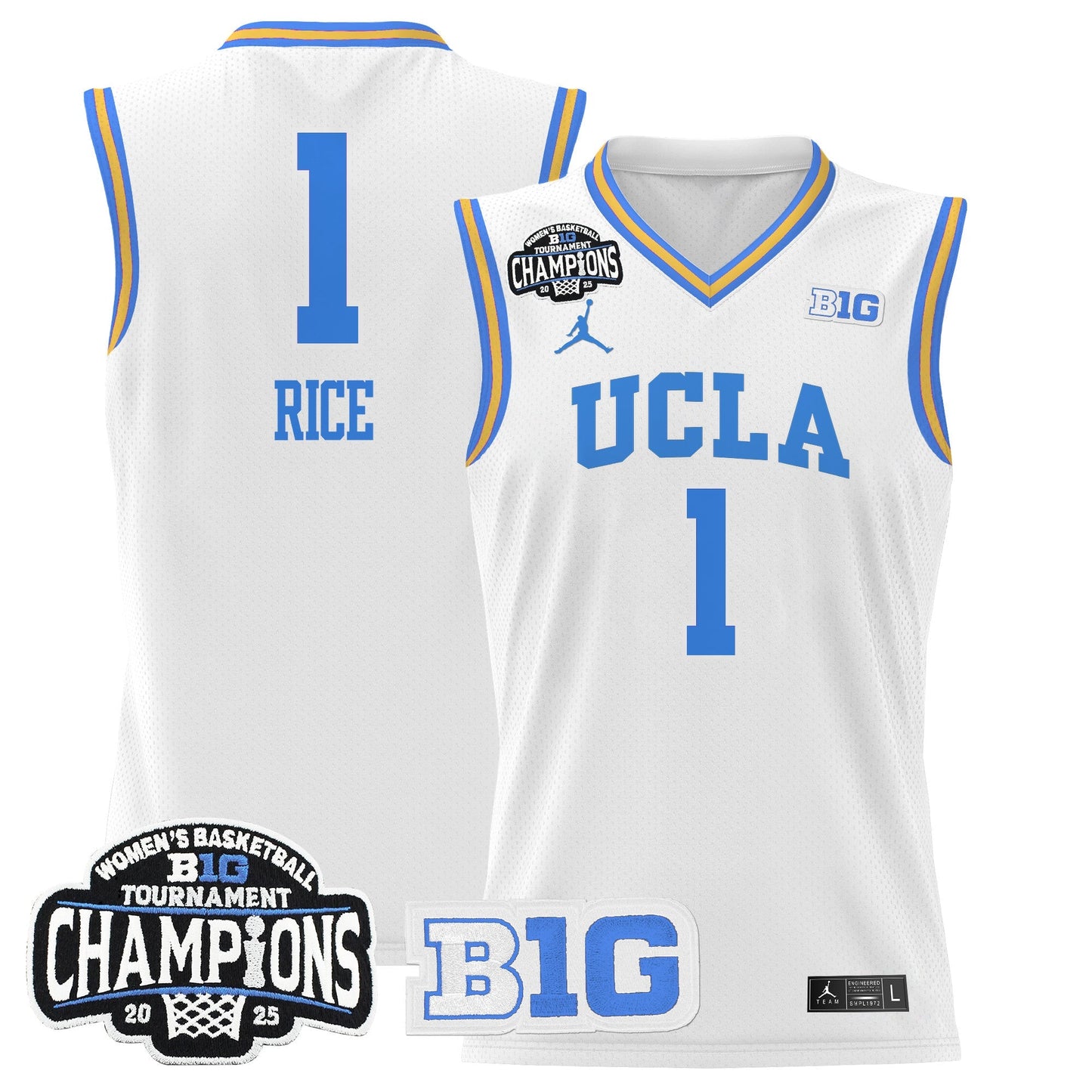 Men's Size - UCLA Bruins 2025 Big Ten Women's Conference Tournament Champions Lightweight Basketball Jersey - All Stitched