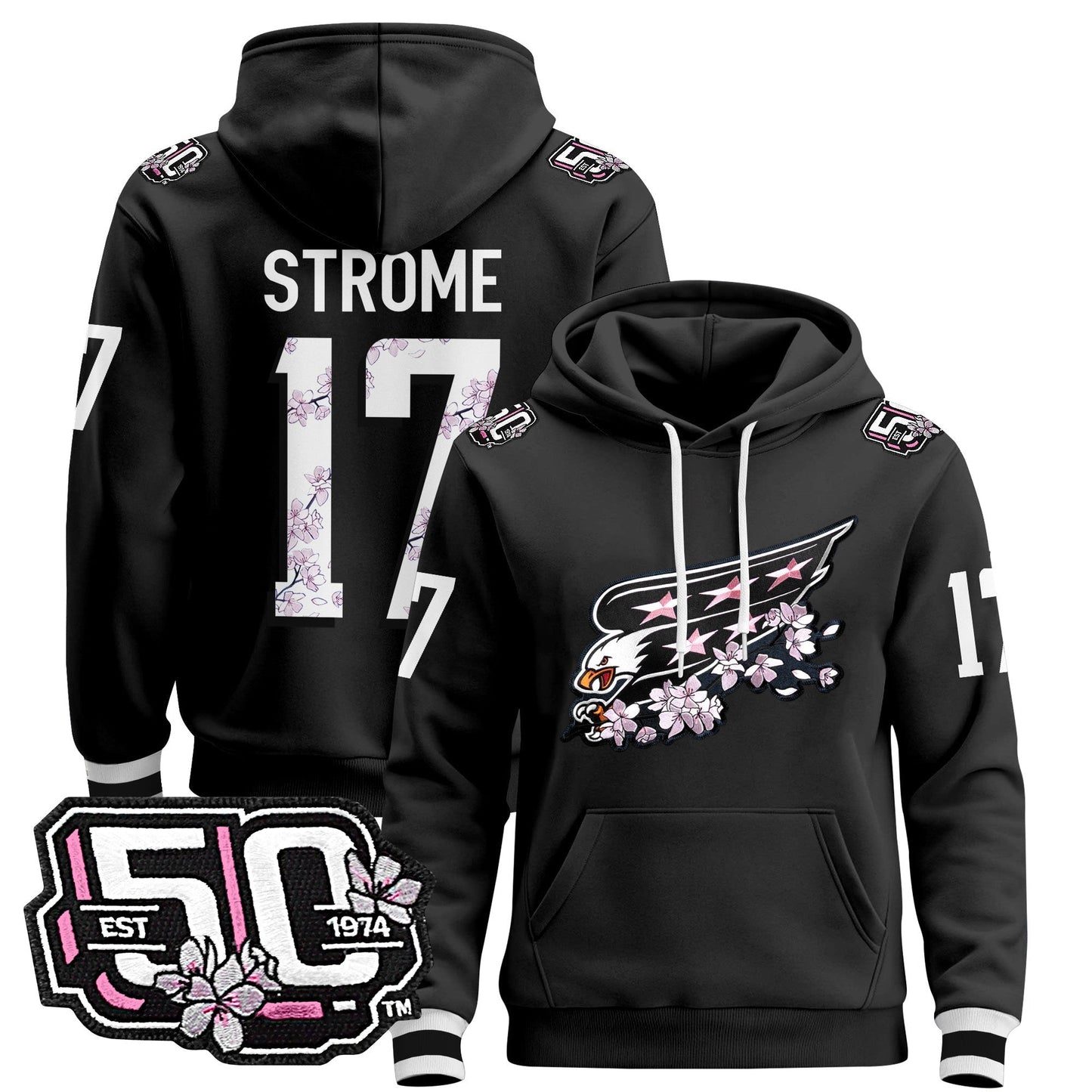 Men's Washington Capitals 50th Anniversary Cherry Blossom Pullover Hoodie - All Stitched