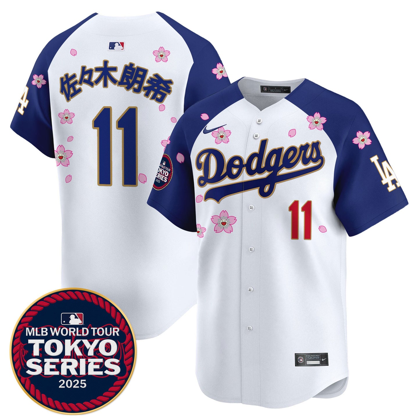 Men's Dodgers Tokyo Series 2025 Gold Trim Vapor Premier Limited Jersey - Stitched