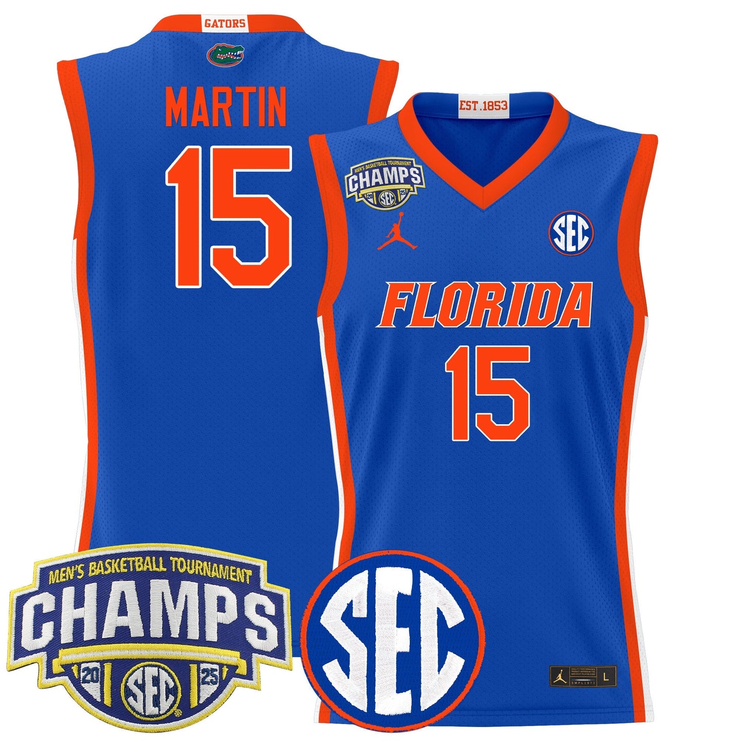 Men's Florida Gators 2025 SEC Conference Tournament Champions Basketball Jersey - All Stitched