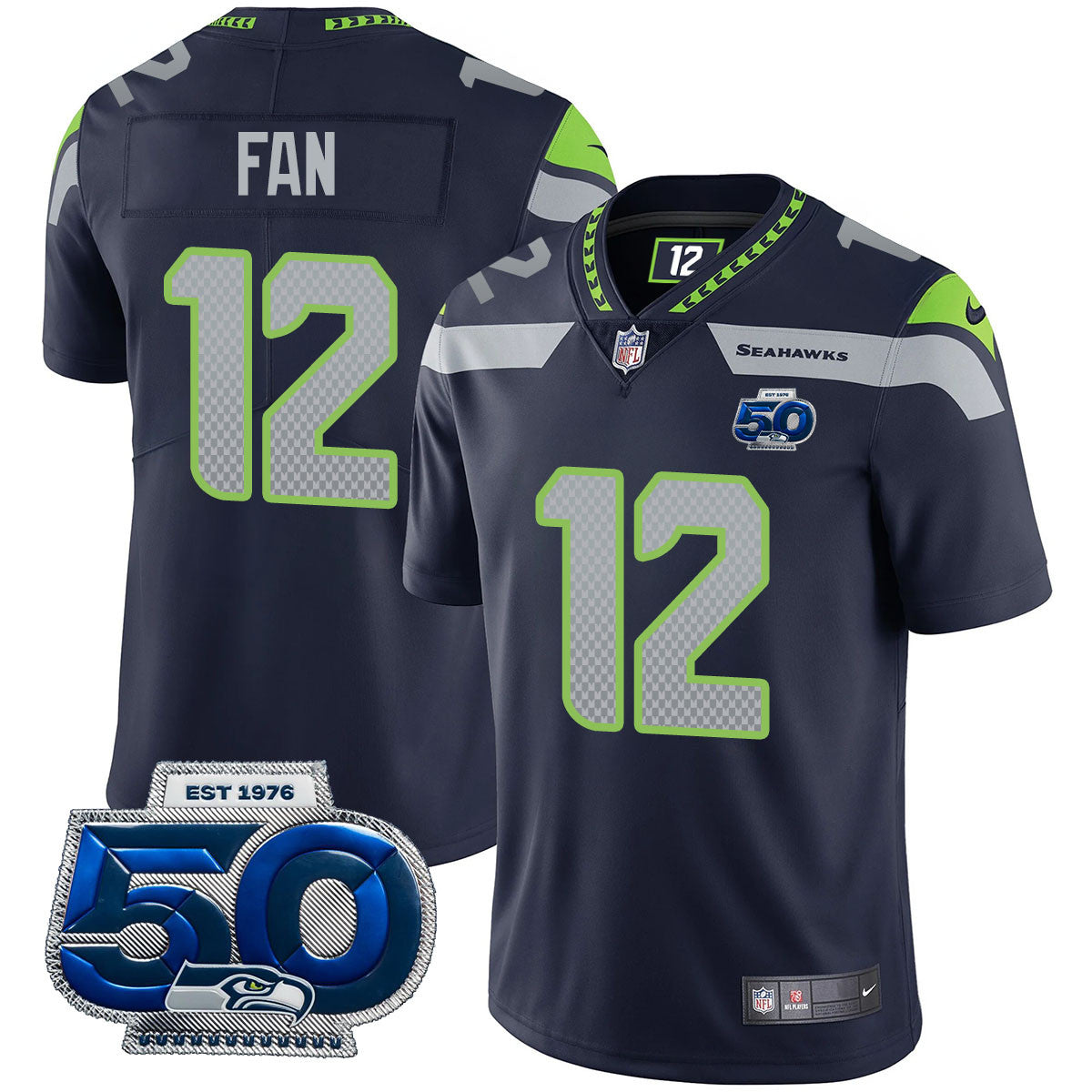 Seattle Seahawks 50th Season Vapor Limited Jersey - All Stitched