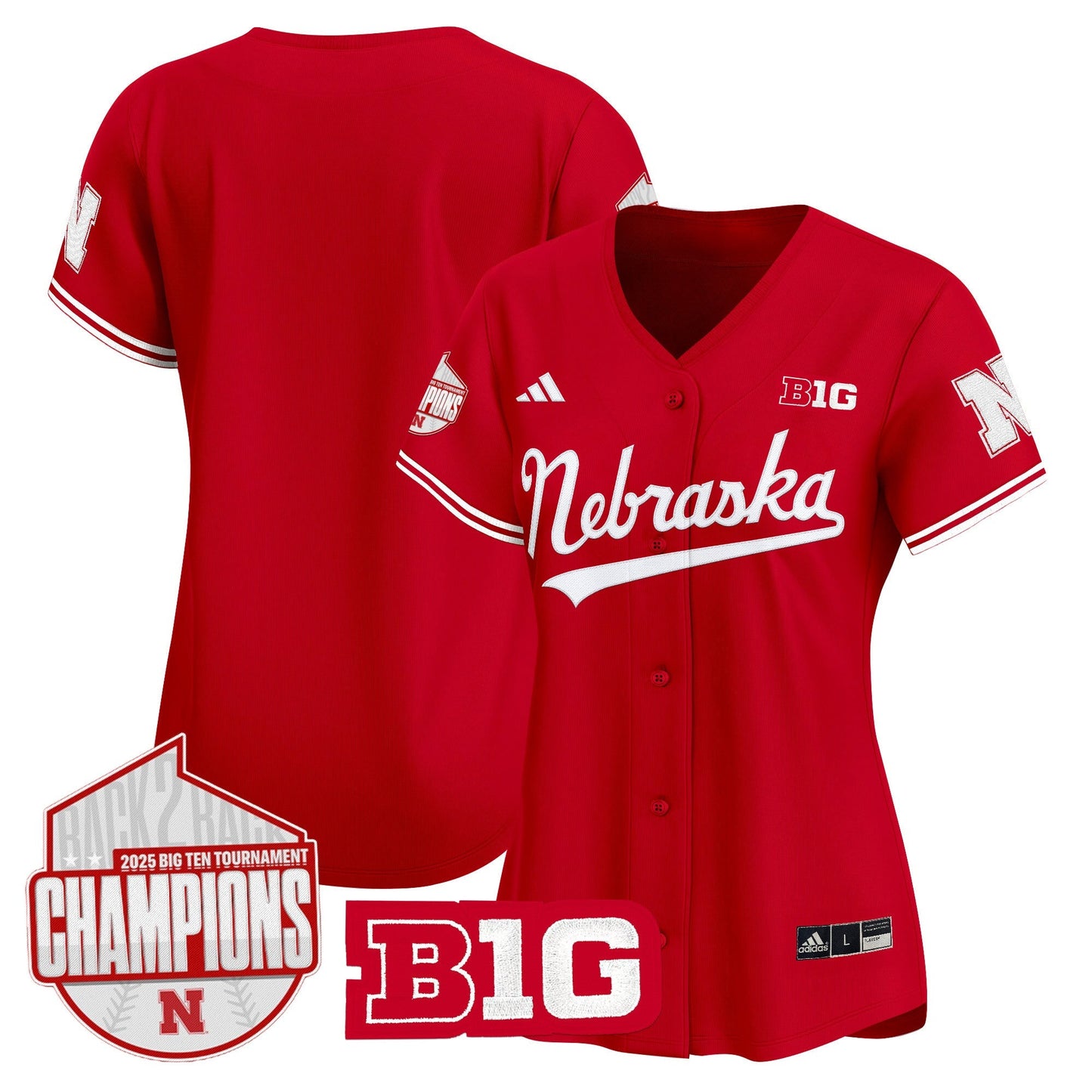 Women's Nebraska Huskers Back 2 Back Champions Patch Vapor Premier Limited Jersey - All Stitched