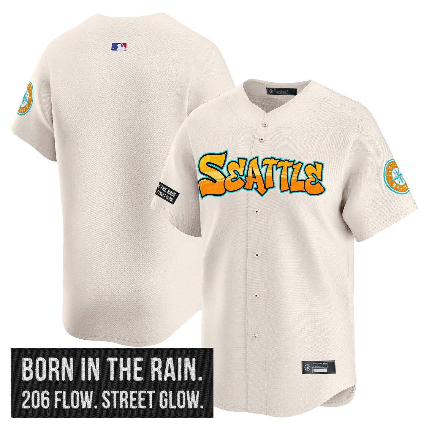 Men's Seattle Mariners 'Graffiti Emerald Drop Edition' Vapor Premier Limited Jersey - All Stitched