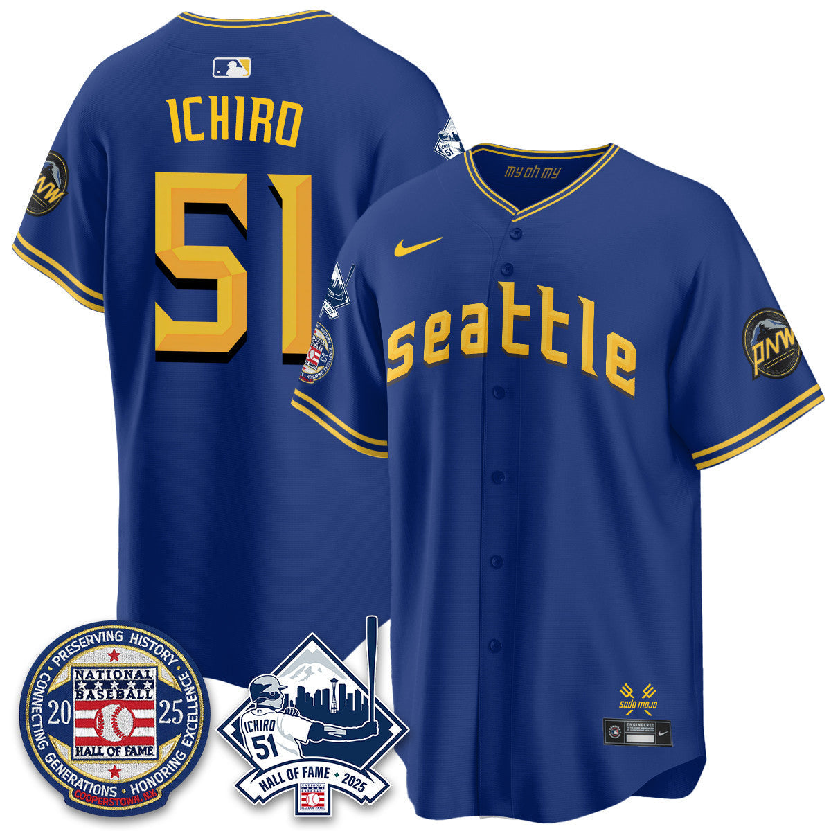 Men's Seattle Mariners Ichiro Number Retirement Jersey V2 - All Stitched