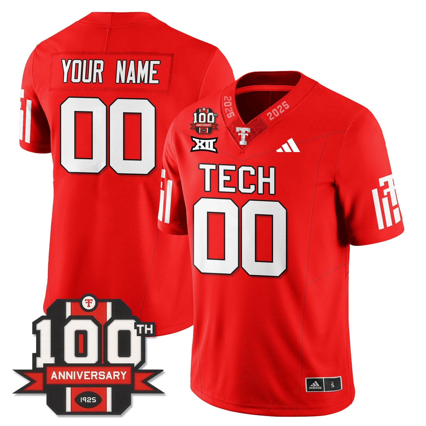 Texas Tech Football 100th Anniversary Custom Jersey - All Stitched
