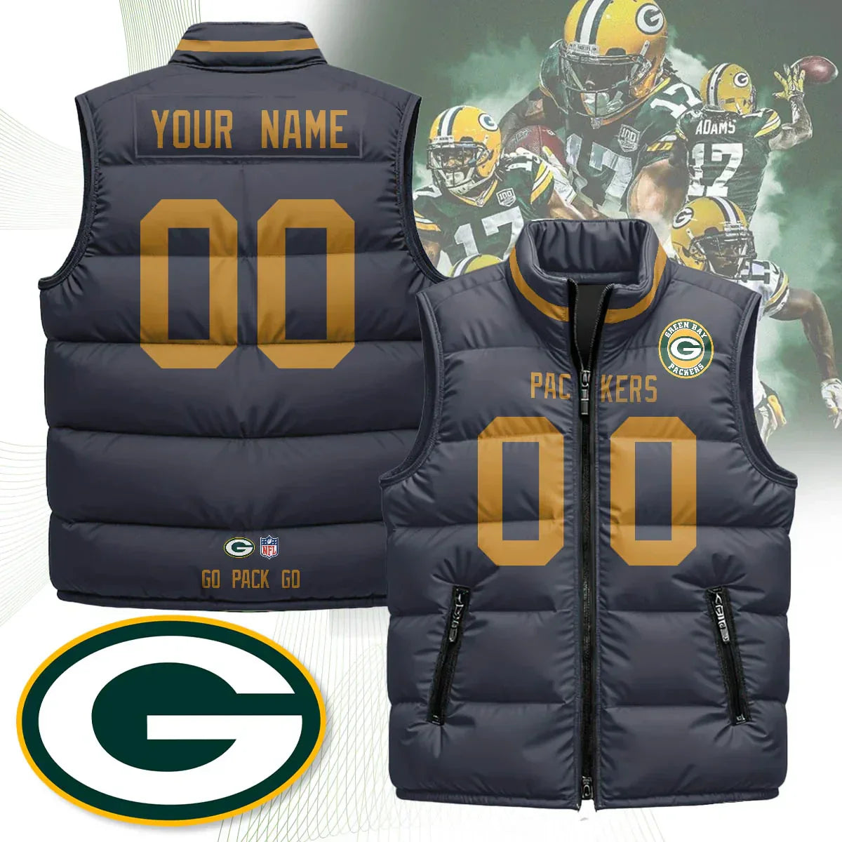 Custom Green Bay Packers Unisex Puffer Vest